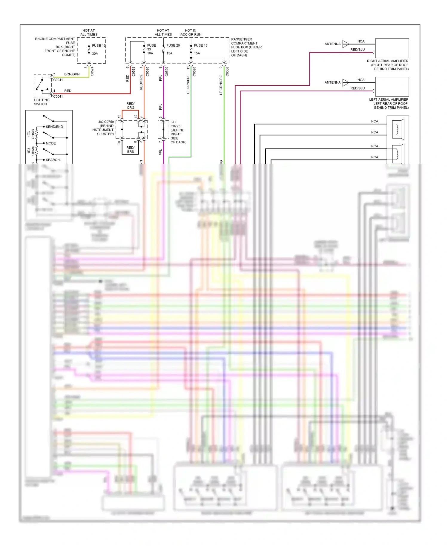 Wiring diagram mode down up for Land Rover Discovery II (1998-2004) (1 of 2)