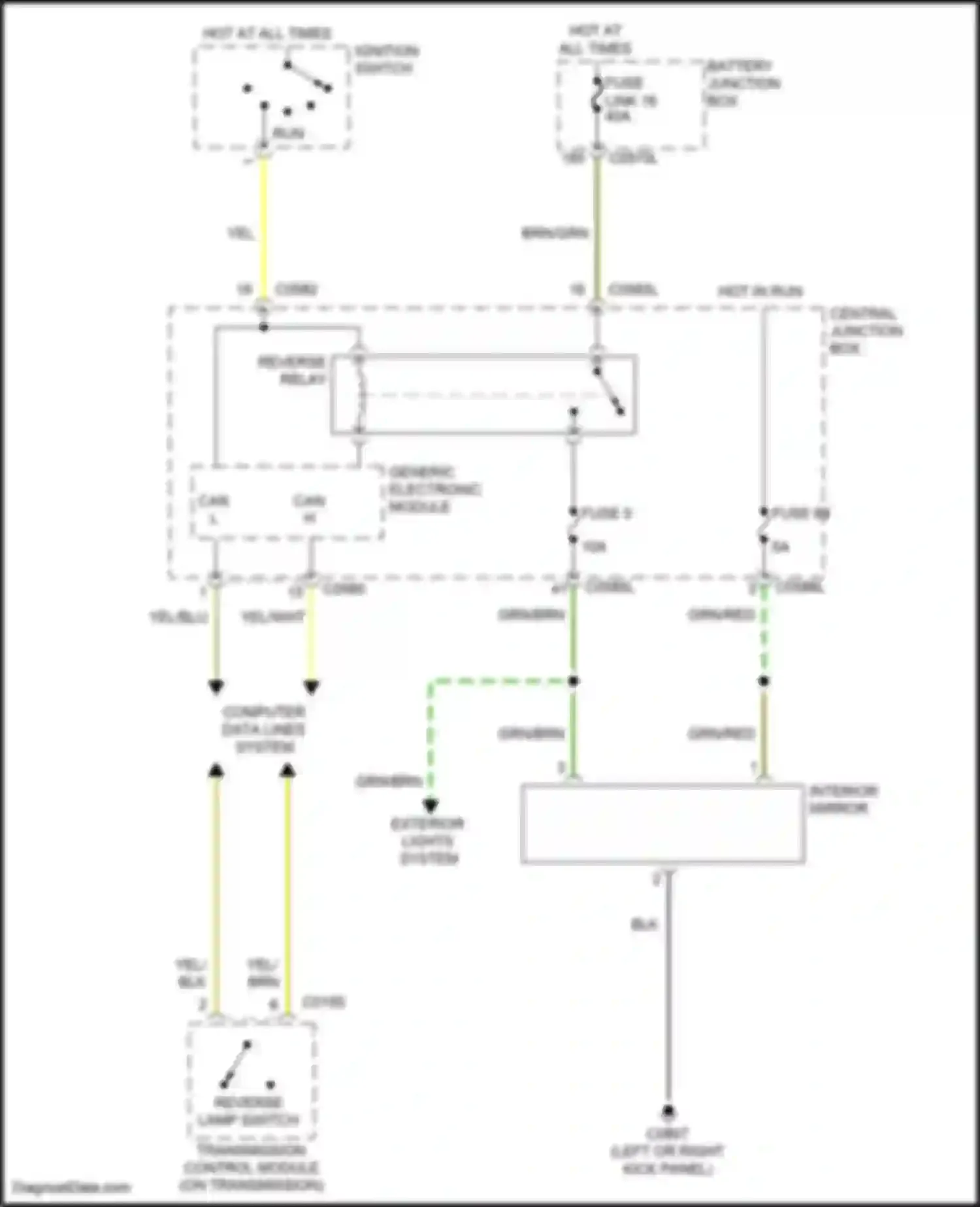 Discovery Land Rover III (2004-2009): Electrochromic mirror circuit