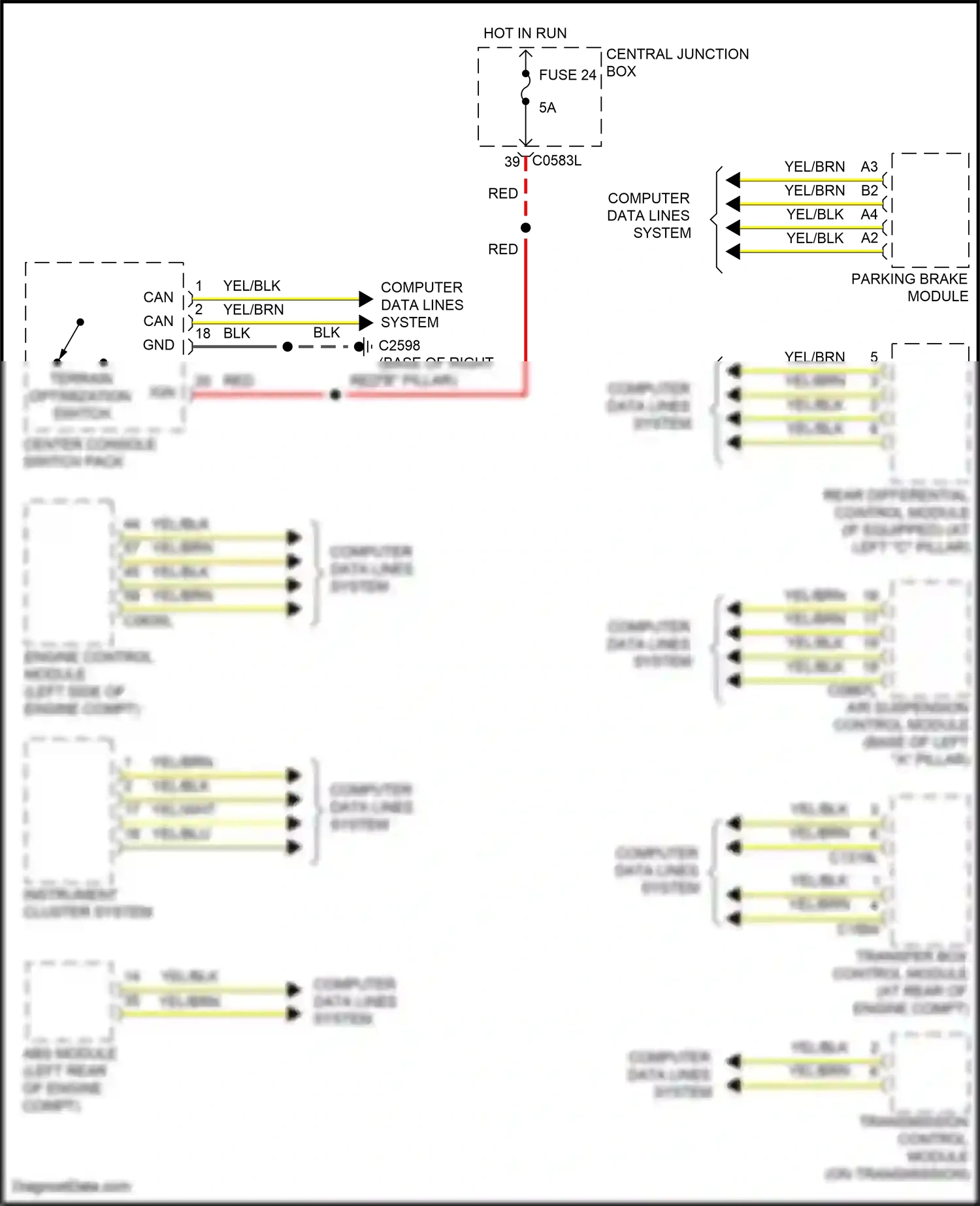 Wiring diagram center console switch pack for Land Rover Discovery III (2004-2009) (6 of 7)