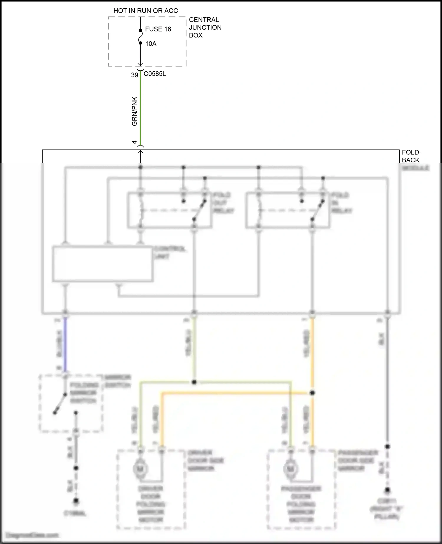 Wiring diagram folding mirror switch for Land Rover Discovery III (2004-2009) (1 of 3)