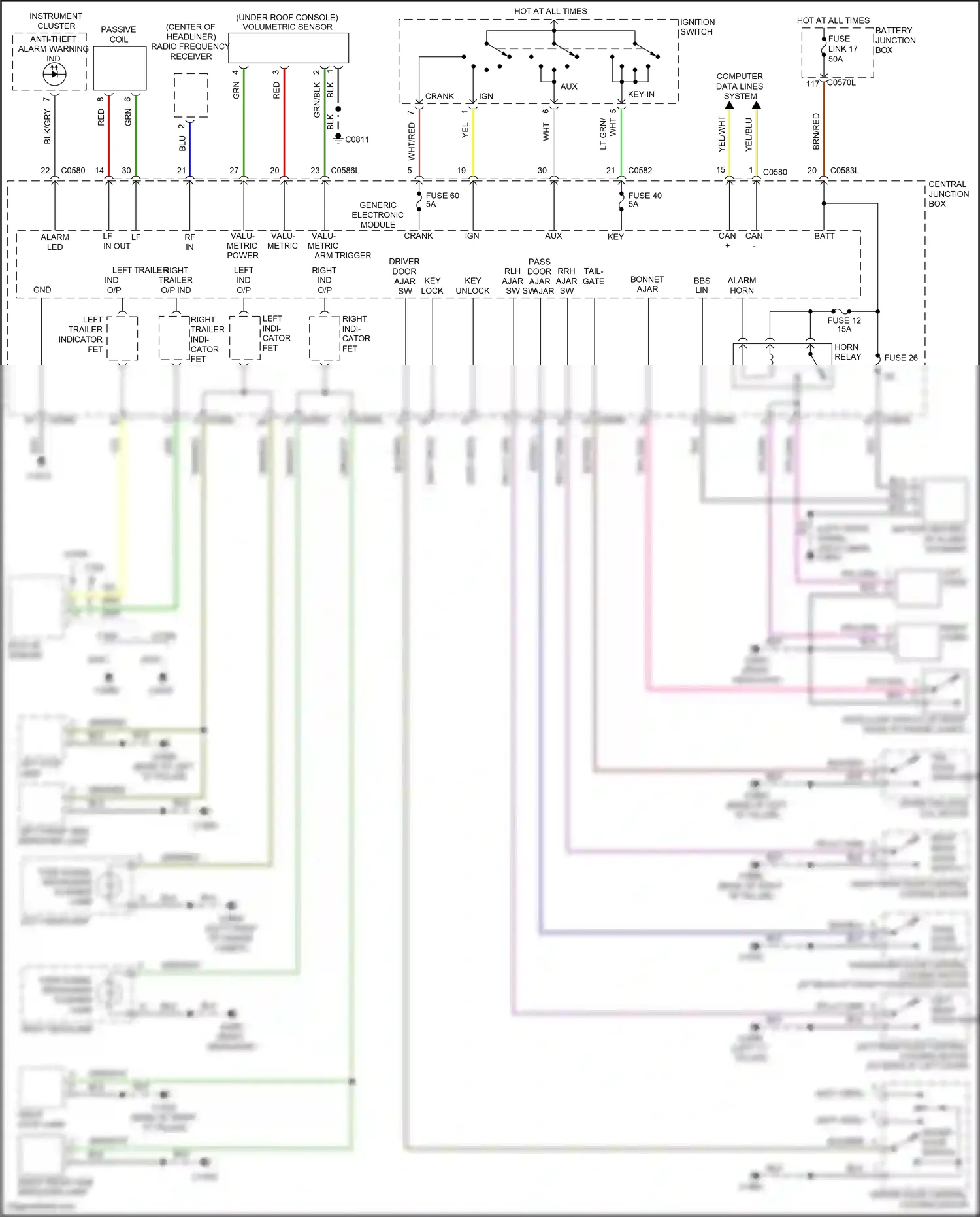 Wiring diagram left "c" pillar) for Land Rover Discovery III (2004-2009) (1 of 10)