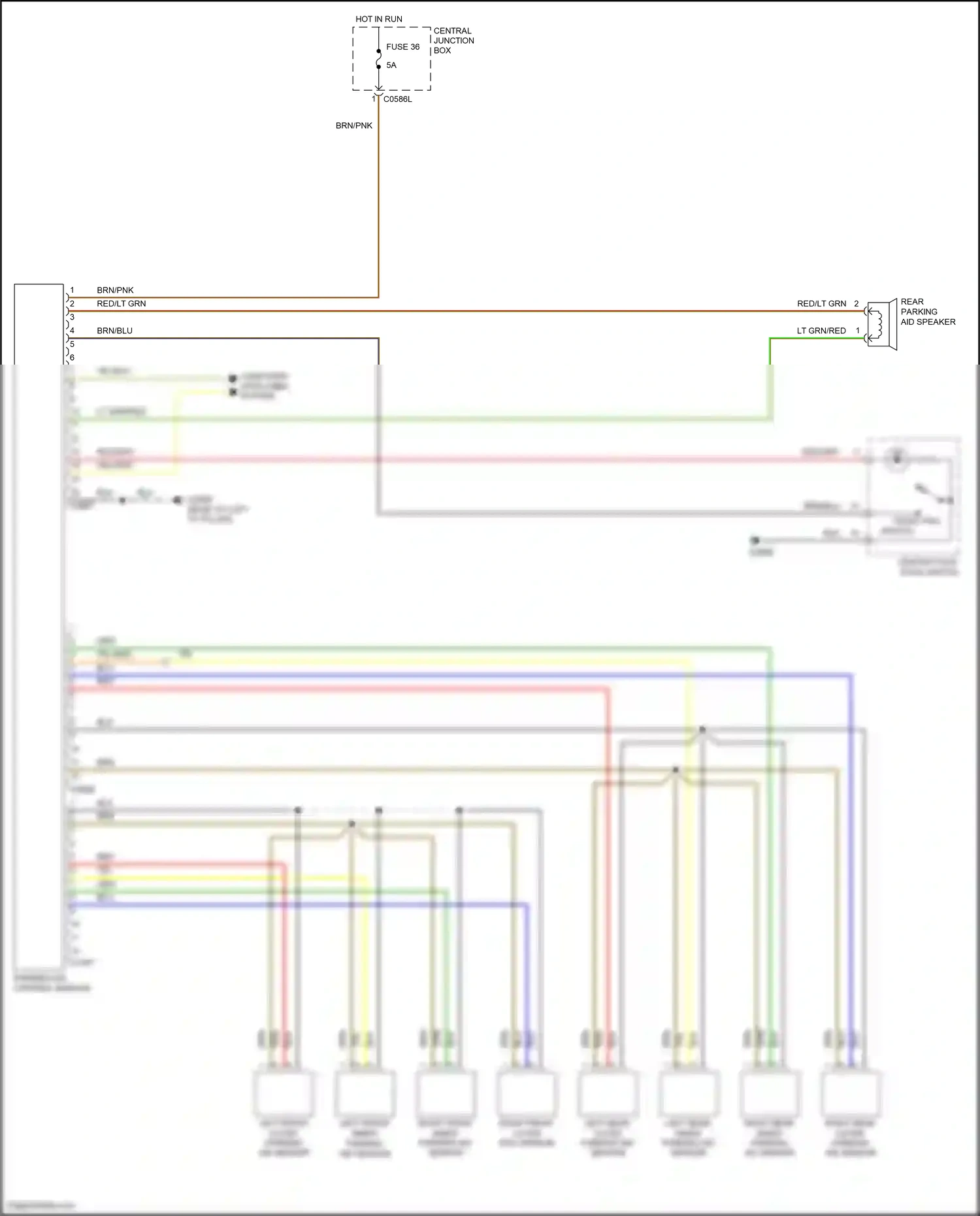 Wiring diagram left rear outer parking aid sensor for Land Rover Discovery III (2004-2009) (1 of 1)