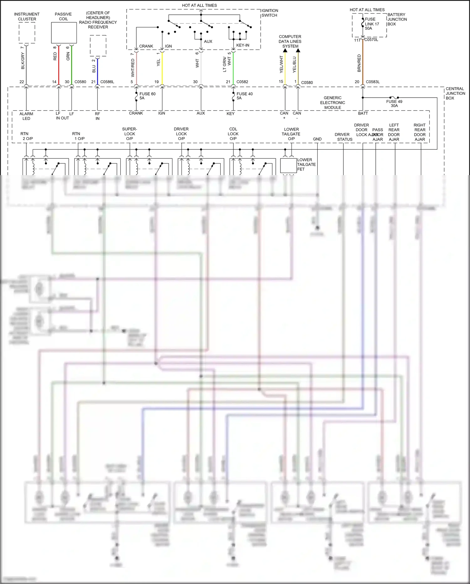 Wiring diagram lower tailgate o/p for Land Rover Discovery III (2004-2009) (1 of 1)