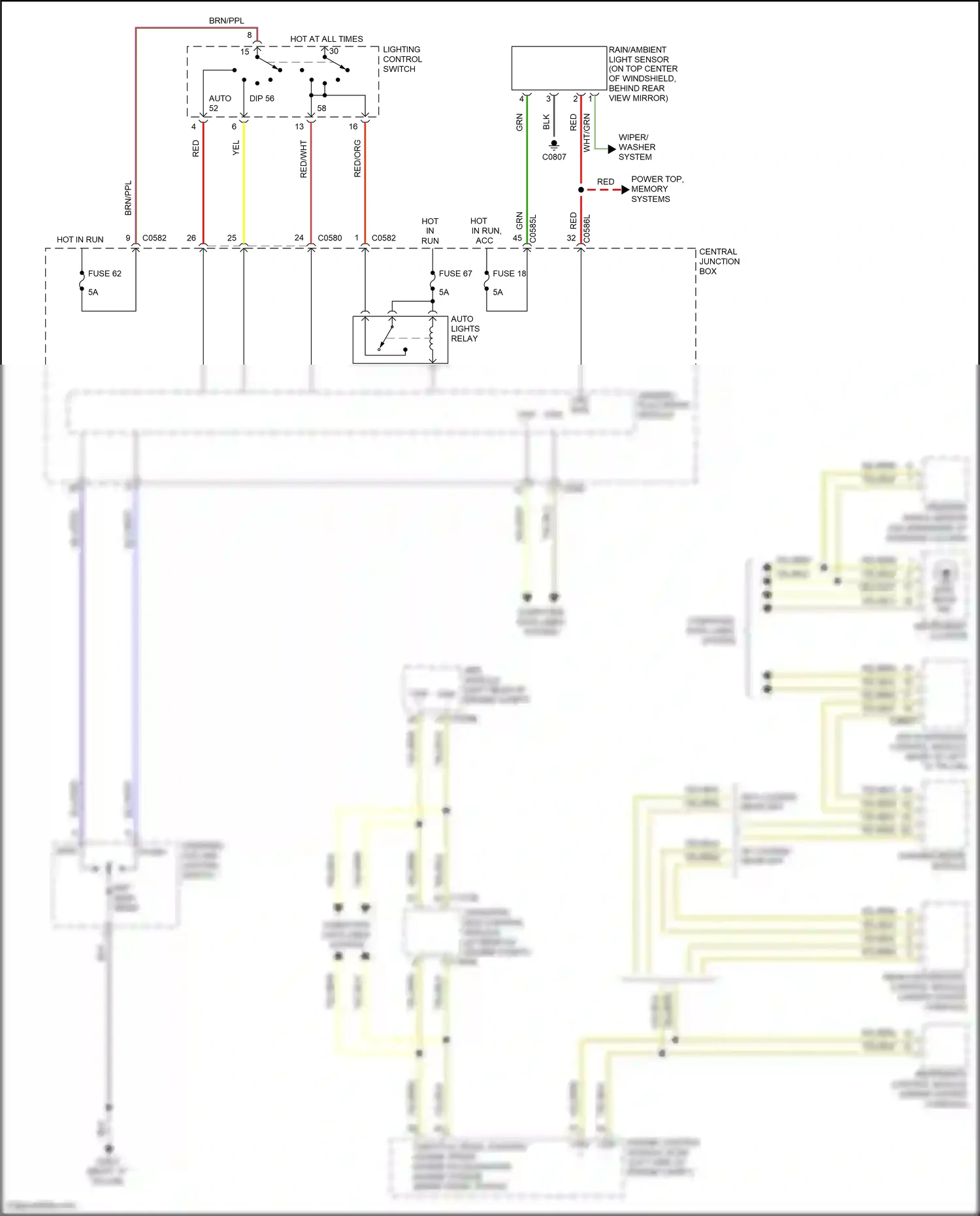 Wiring diagram power top, memory systems for Land Rover Discovery III (2004-2009) (1 of 2)
