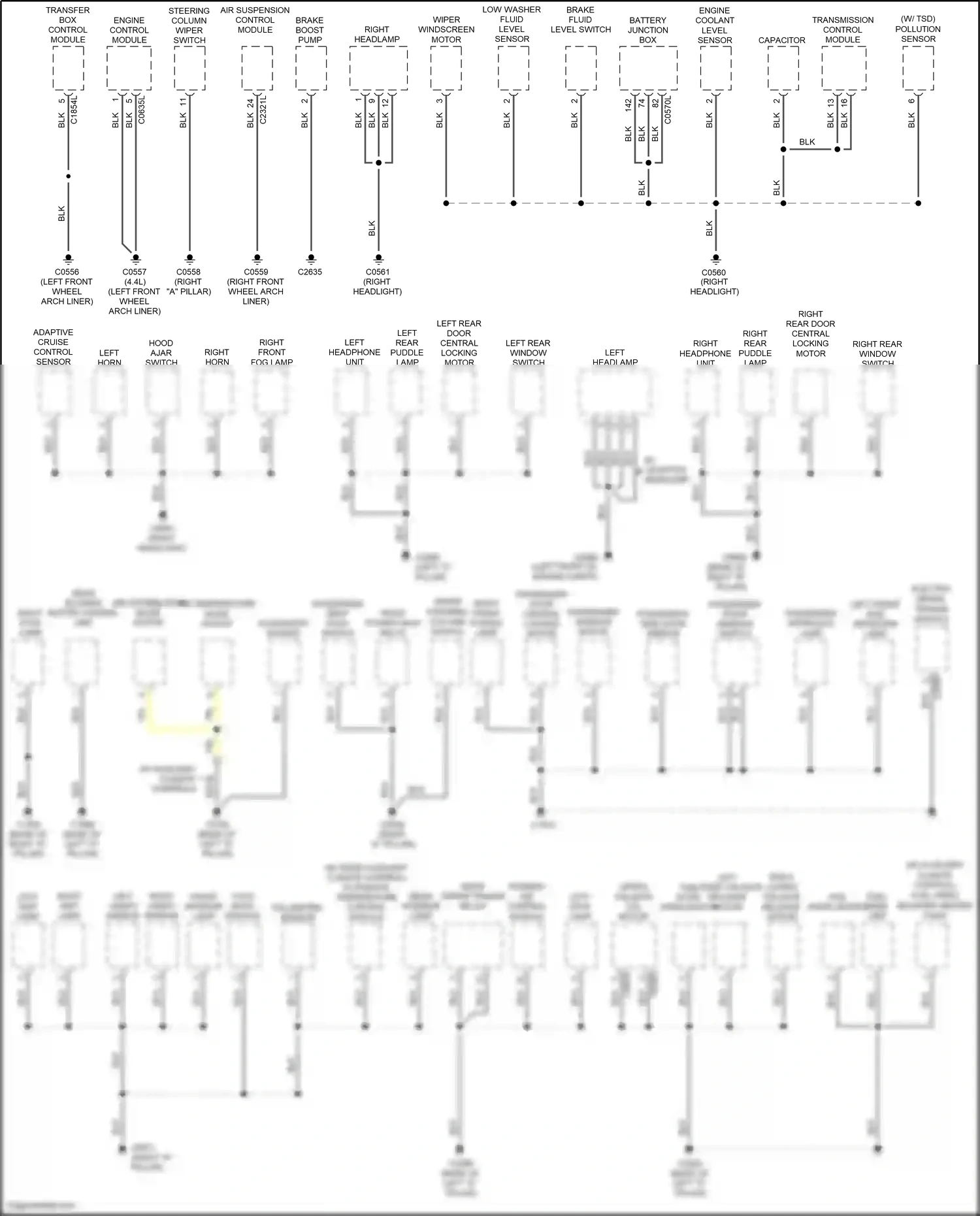 Wiring diagram right headlight for Land Rover Discovery III (2004-2009) (4 of 16)