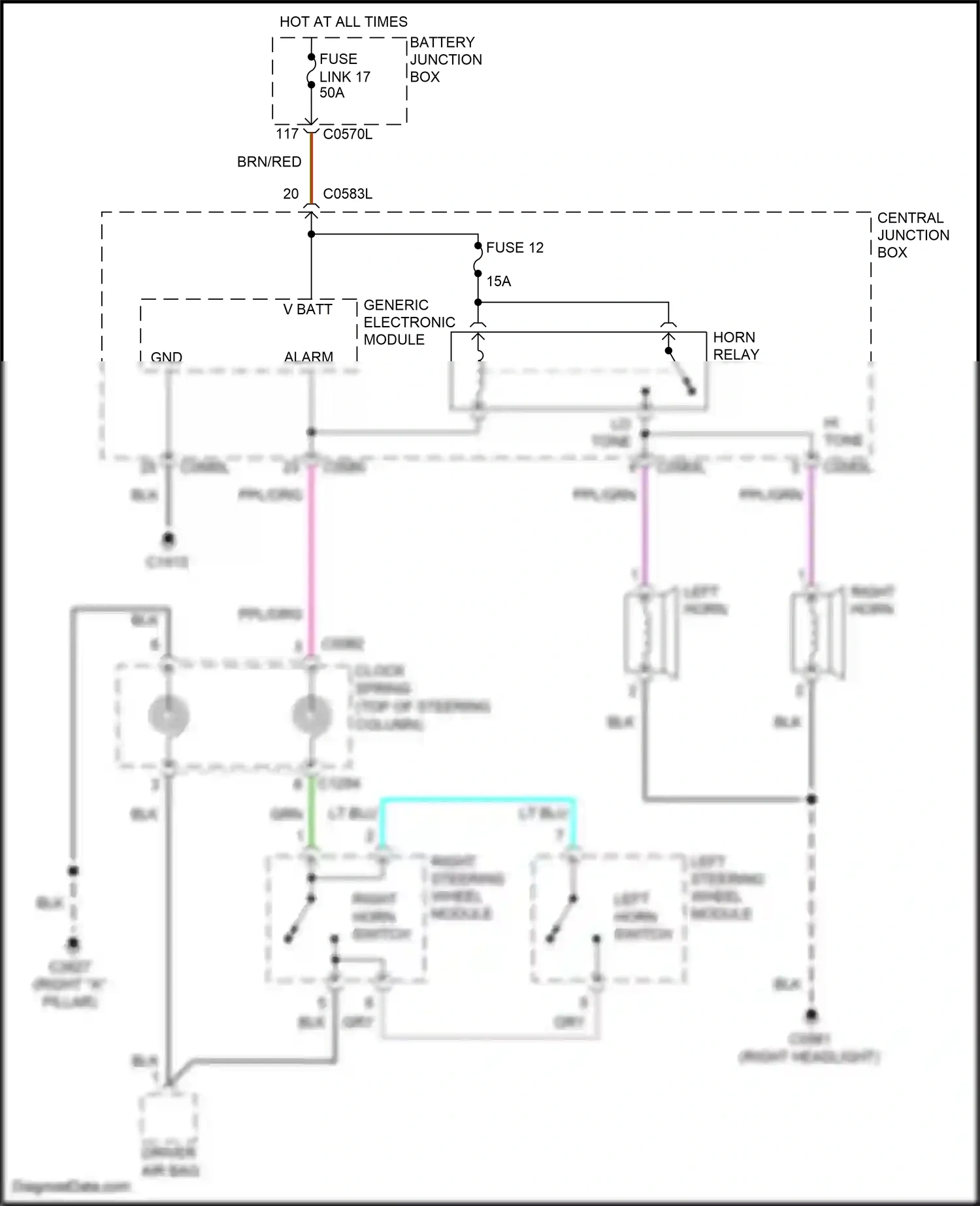 Wiring diagram right steering wheel module for Land Rover Discovery III (2004-2009) (3 of 4)