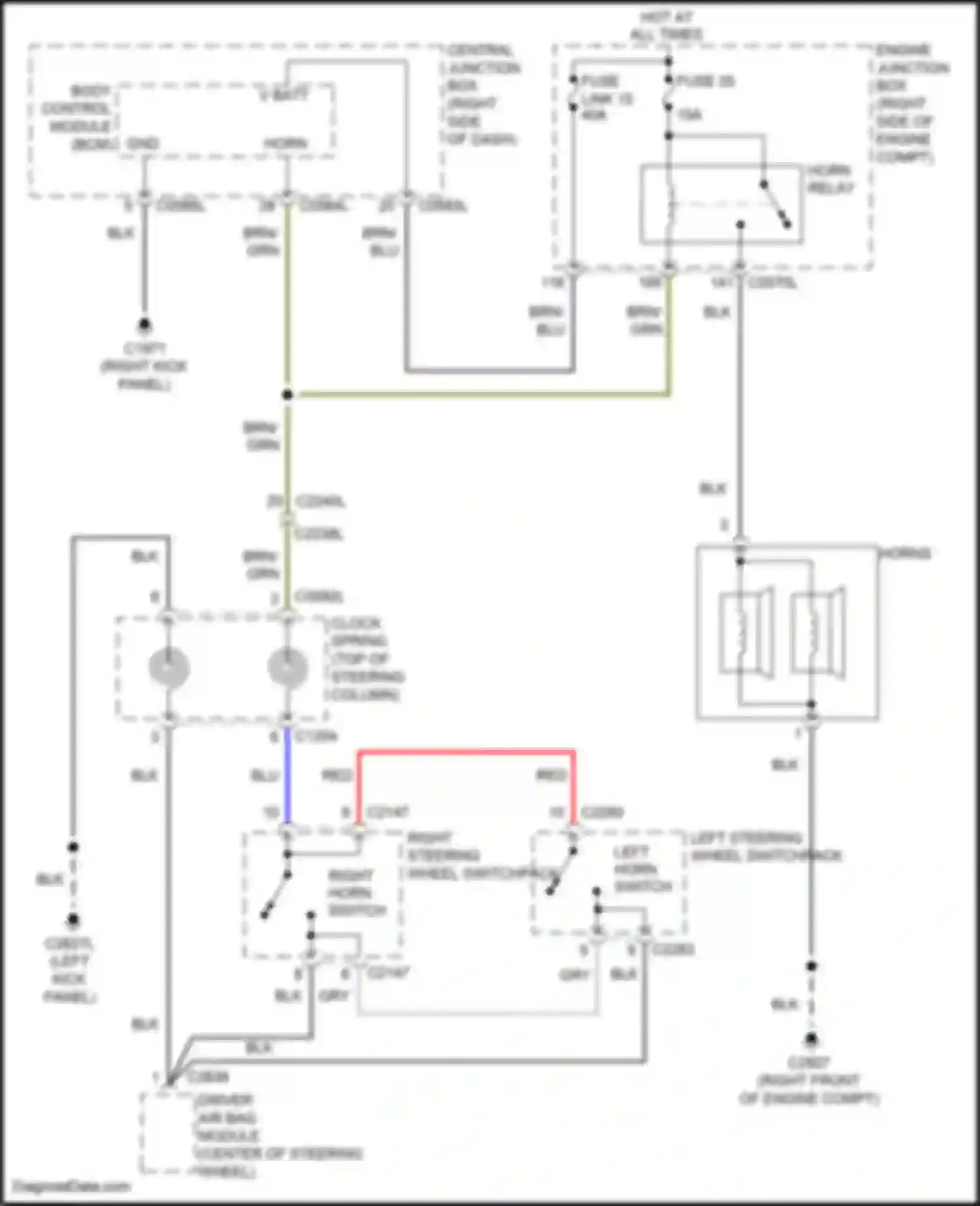 Discovery Land Rover IV facelift (2013-2016): Horn circuit
