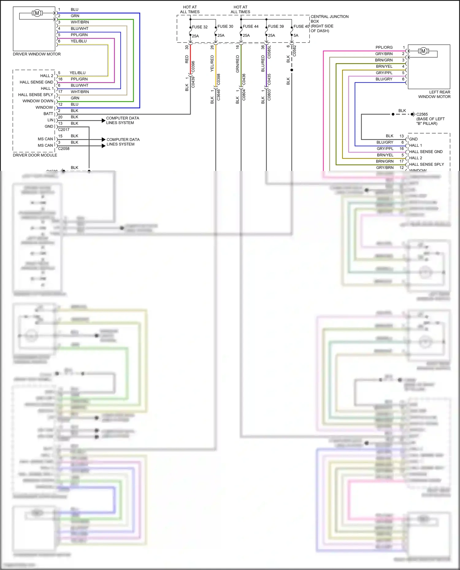 Wiring diagram driver door module for Land Rover Discovery IV facelift (2013-2016) (9 of 14)