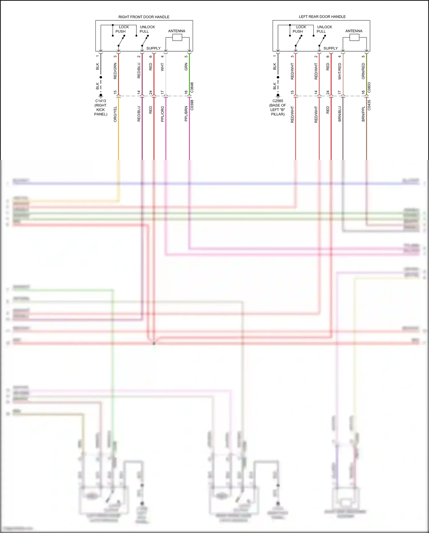 Wiring diagram left front door latch module for Land Rover Discovery IV facelift (2013-2016) (2 of 2)