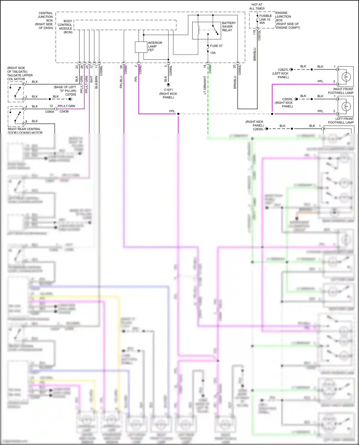 Wiring diagram left front puddle lamp for Land Rover Discovery IV facelift (2013-2016) (1 of 2)