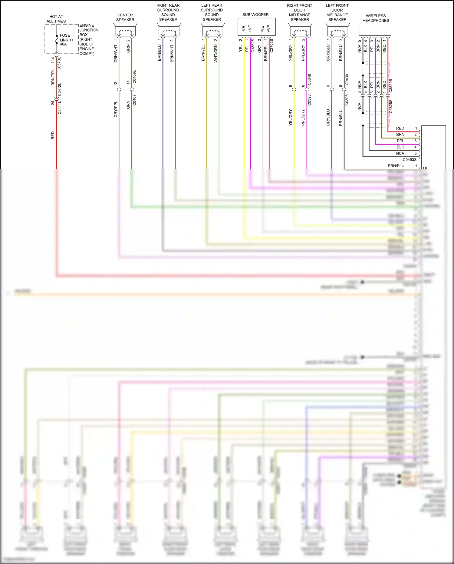 Wiring diagram left front tweeter for Land Rover Discovery IV facelift (2013-2016) (2 of 2)