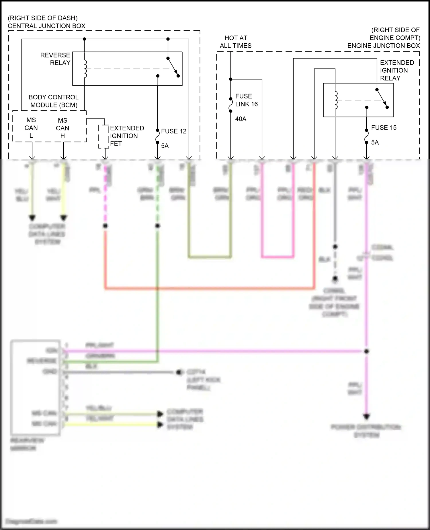 Wiring diagram reverse relay for Land Rover Discovery IV facelift (2013-2016) (2 of 3)