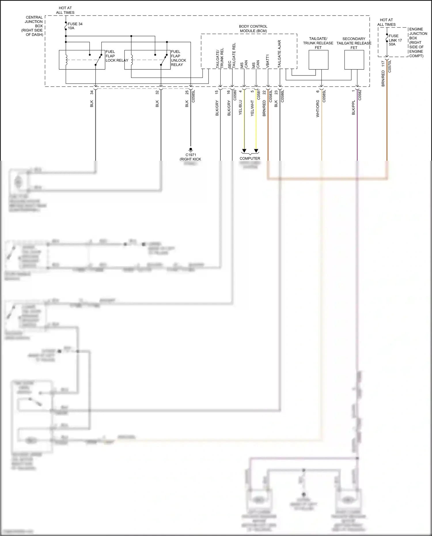 Wiring diagram secondary tailgate release fet for Land Rover Discovery IV facelift (2013-2016) (1 of 1)