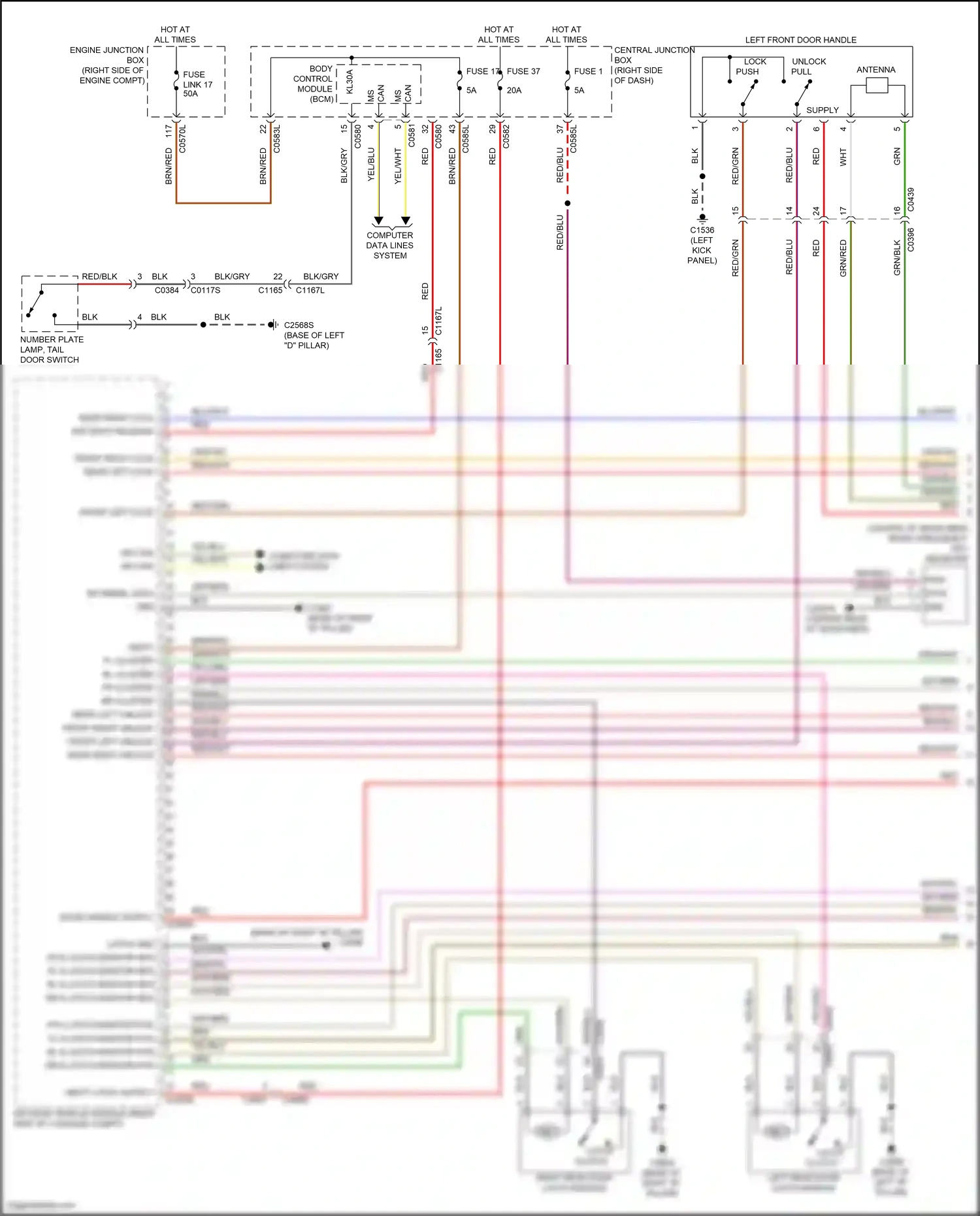 Wiring diagram unlock pull sw for Land Rover Discovery IV facelift (2013-2016) (1 of 3)