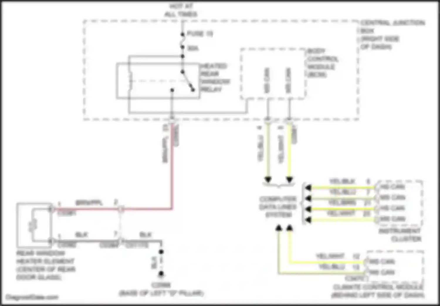 Discovery Land Rover IV (2009-2013): Rear defogger circuit