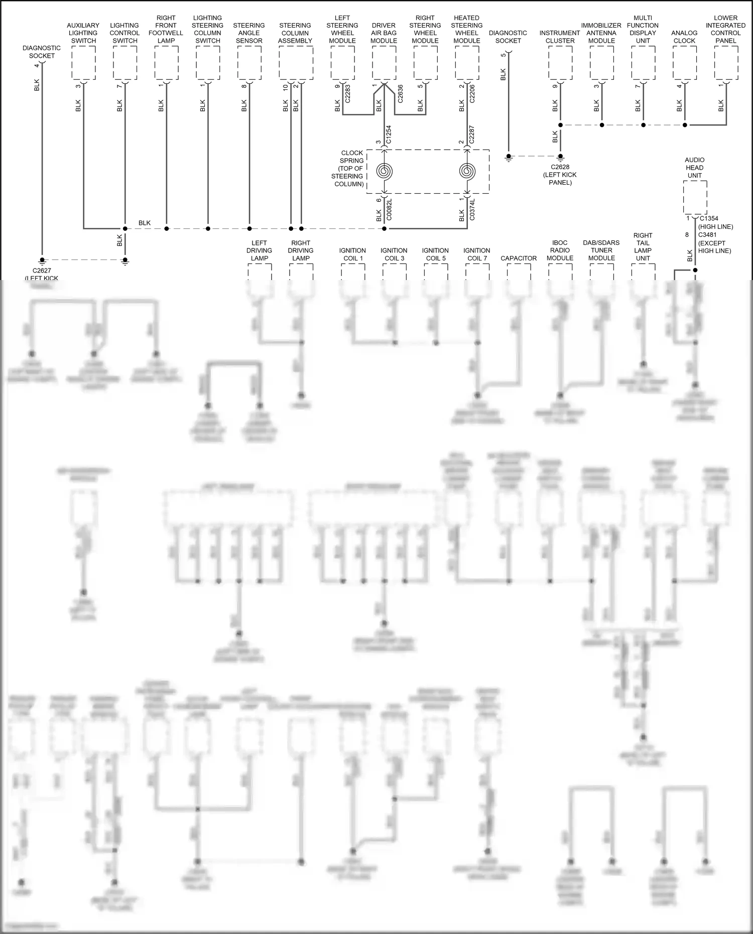 Wiring diagram auxiliary lighting switch for Land Rover Discovery IV (2009-2013) (1 of 3)