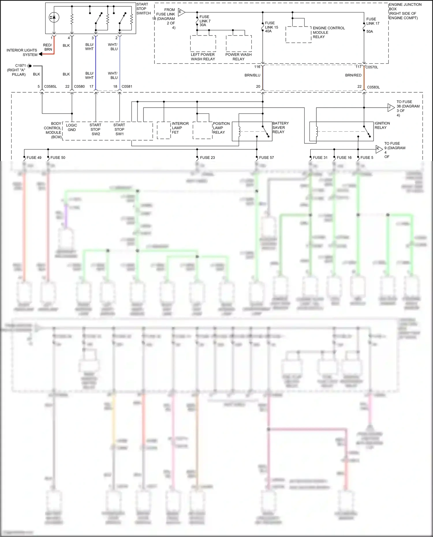 Wiring diagram front interior lamp for Land Rover Discovery IV (2009-2013) (4 of 6)