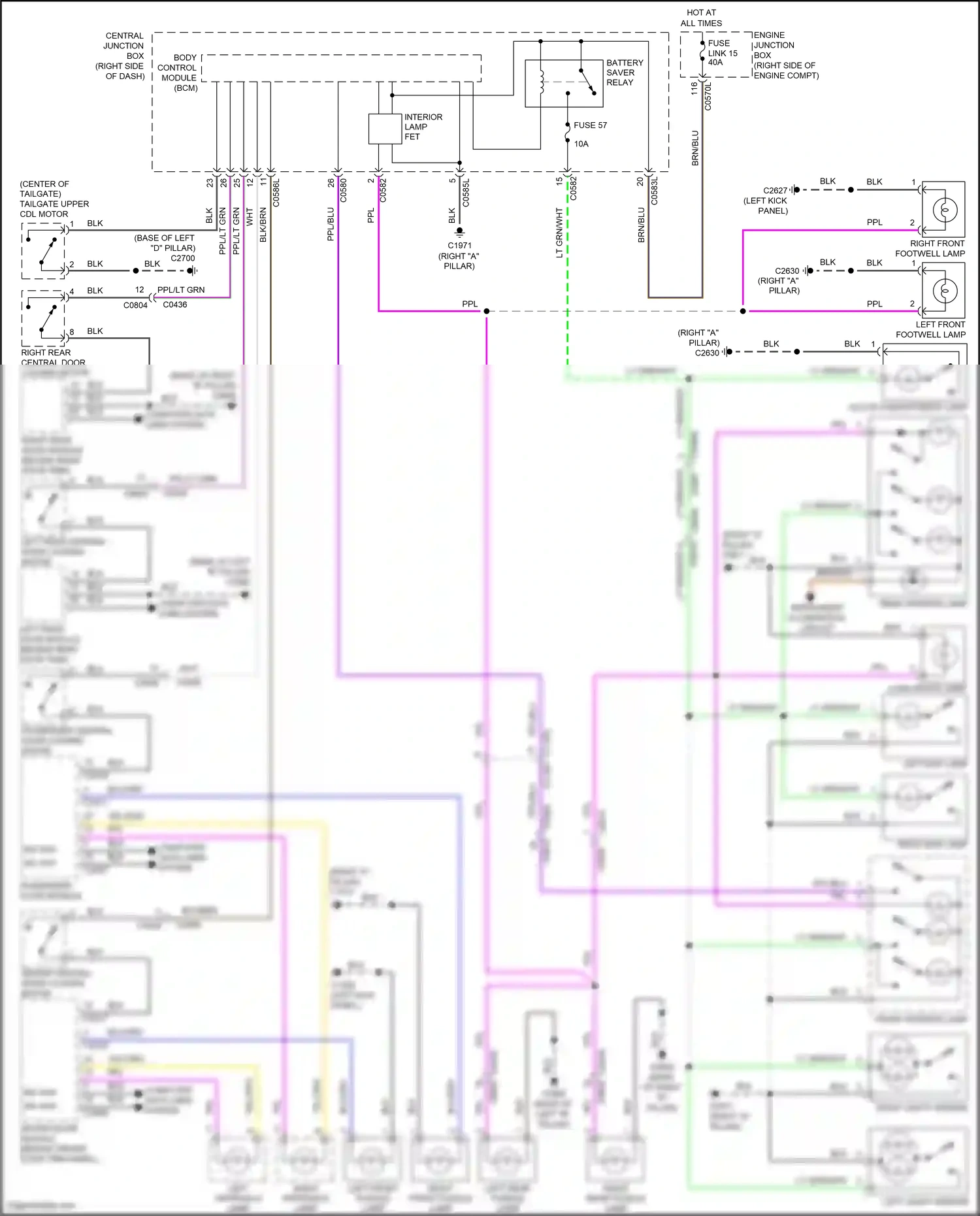 Wiring diagram front interior lamp for Land Rover Discovery IV (2009-2013) (1 of 6)