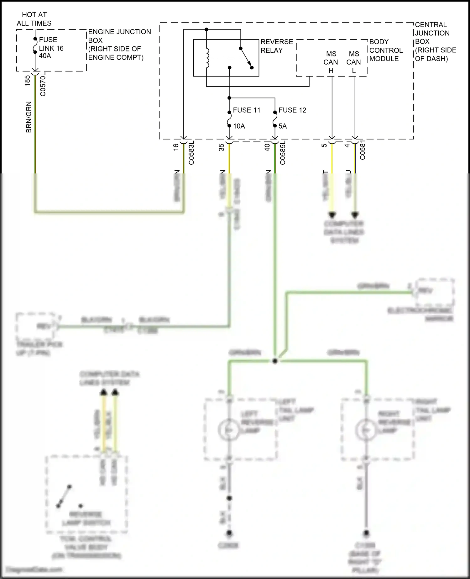 Wiring diagram left tail lamp unit for Land Rover Discovery IV (2009-2013) (2 of 6)