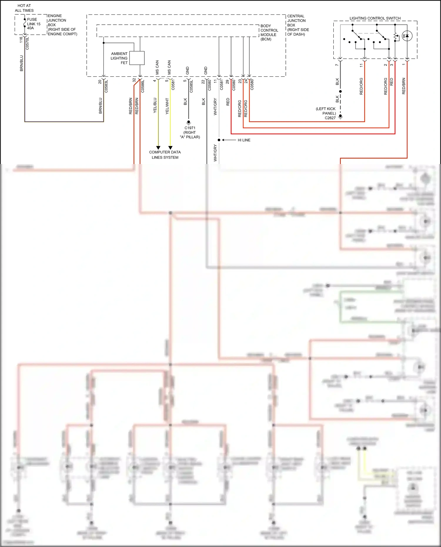 Wiring diagram lighting control switch for Land Rover Discovery IV (2009-2013) (6 of 7)