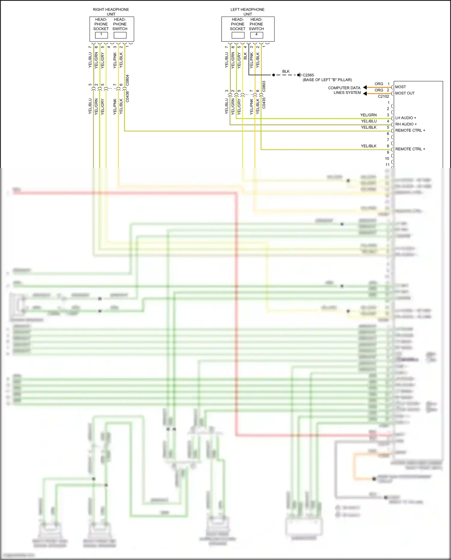 Wiring diagram right front mid-range speaker for Land Rover Discovery IV (2009-2013) (1 of 2)