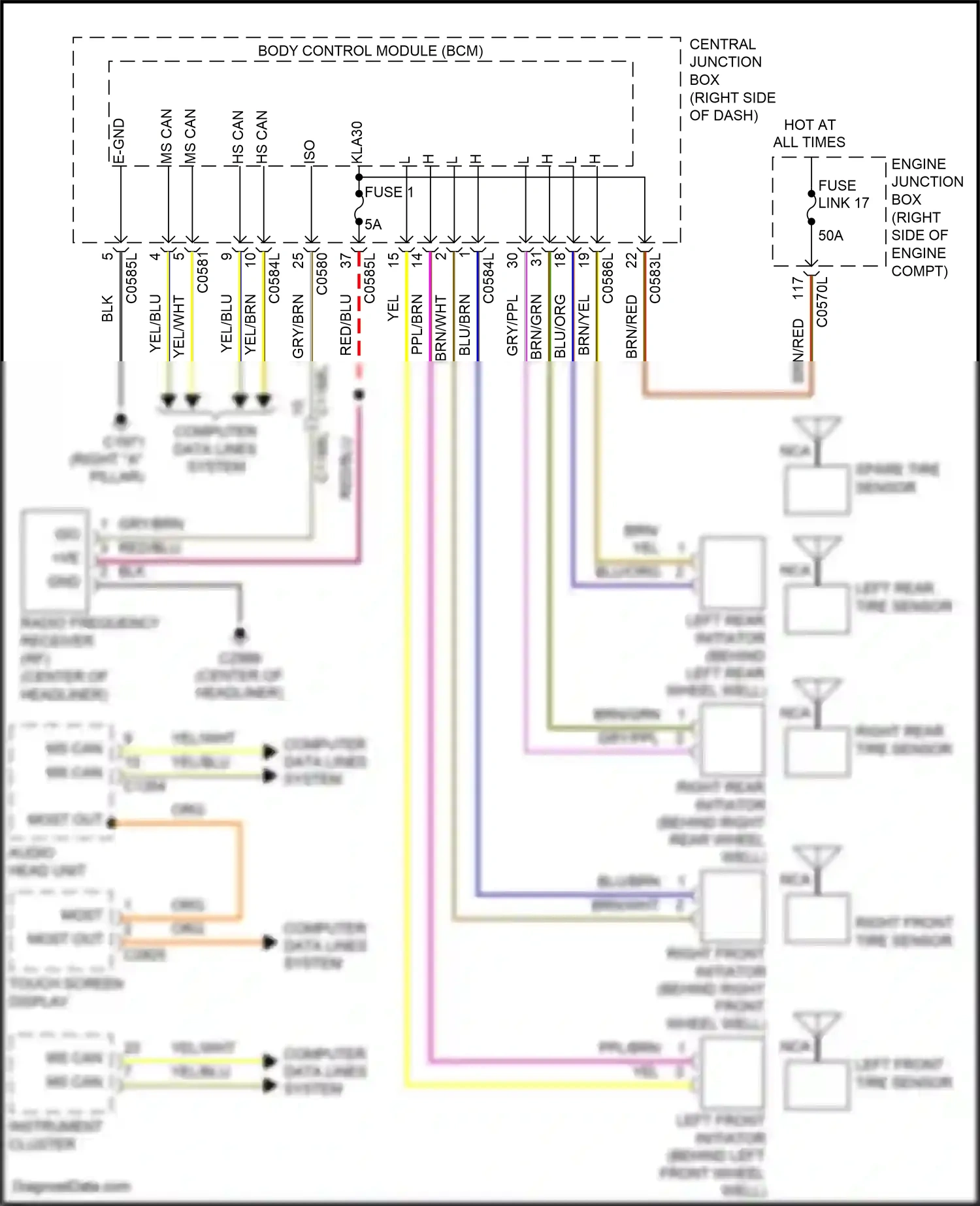 Wiring diagram touch screen display for Land Rover Discovery IV (2009-2013) (10 of 11)