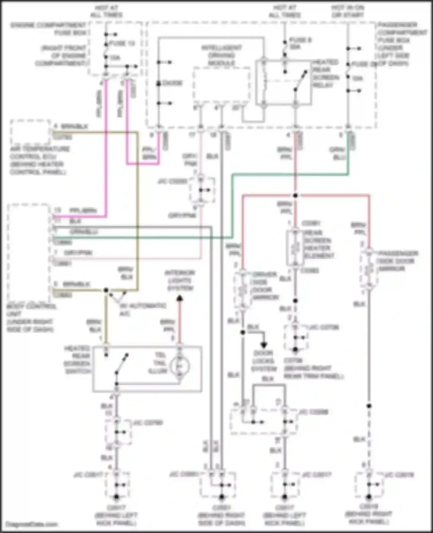 Discovery Land Rover L318 (2002-2004): Rear defogger & heated mirrors circuit