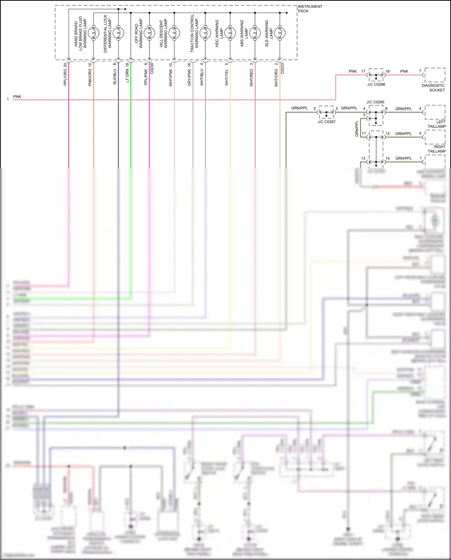 Wiring diagram abs warning for Land Rover Discovery L318 (2002-2004) (2 of 2)