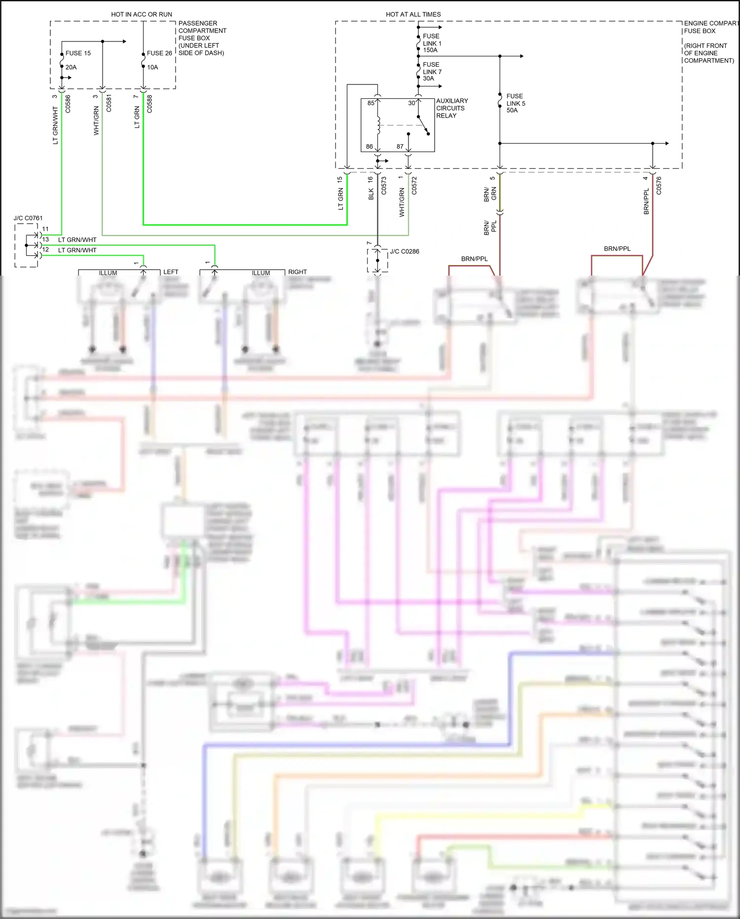 Wiring diagram engine compartment fuse box for Land Rover Discovery L318 (2002-2004) (2 of 34)
