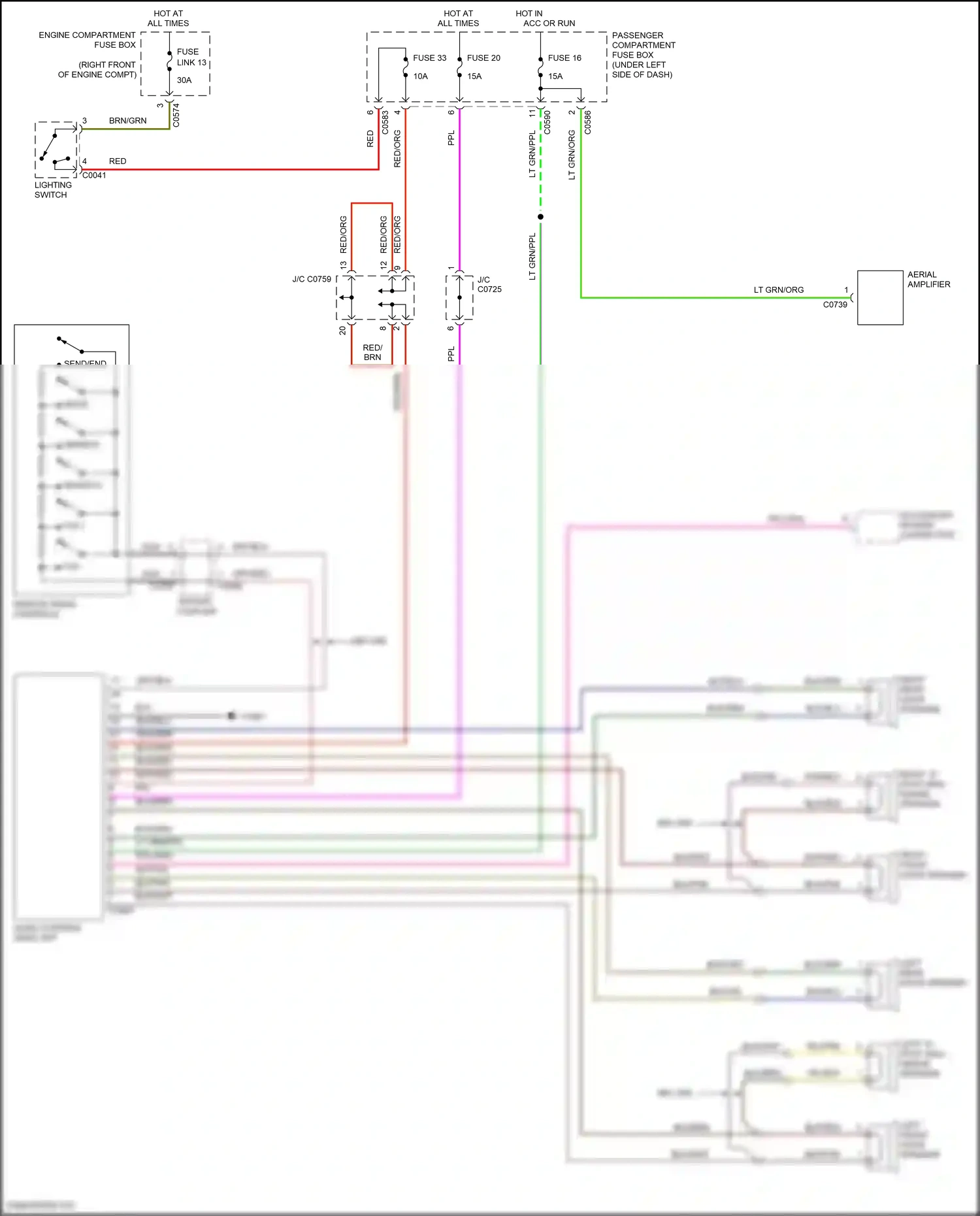 Wiring diagram left "a" post high range speaker for Land Rover Discovery L318 (2002-2004) (1 of 2)