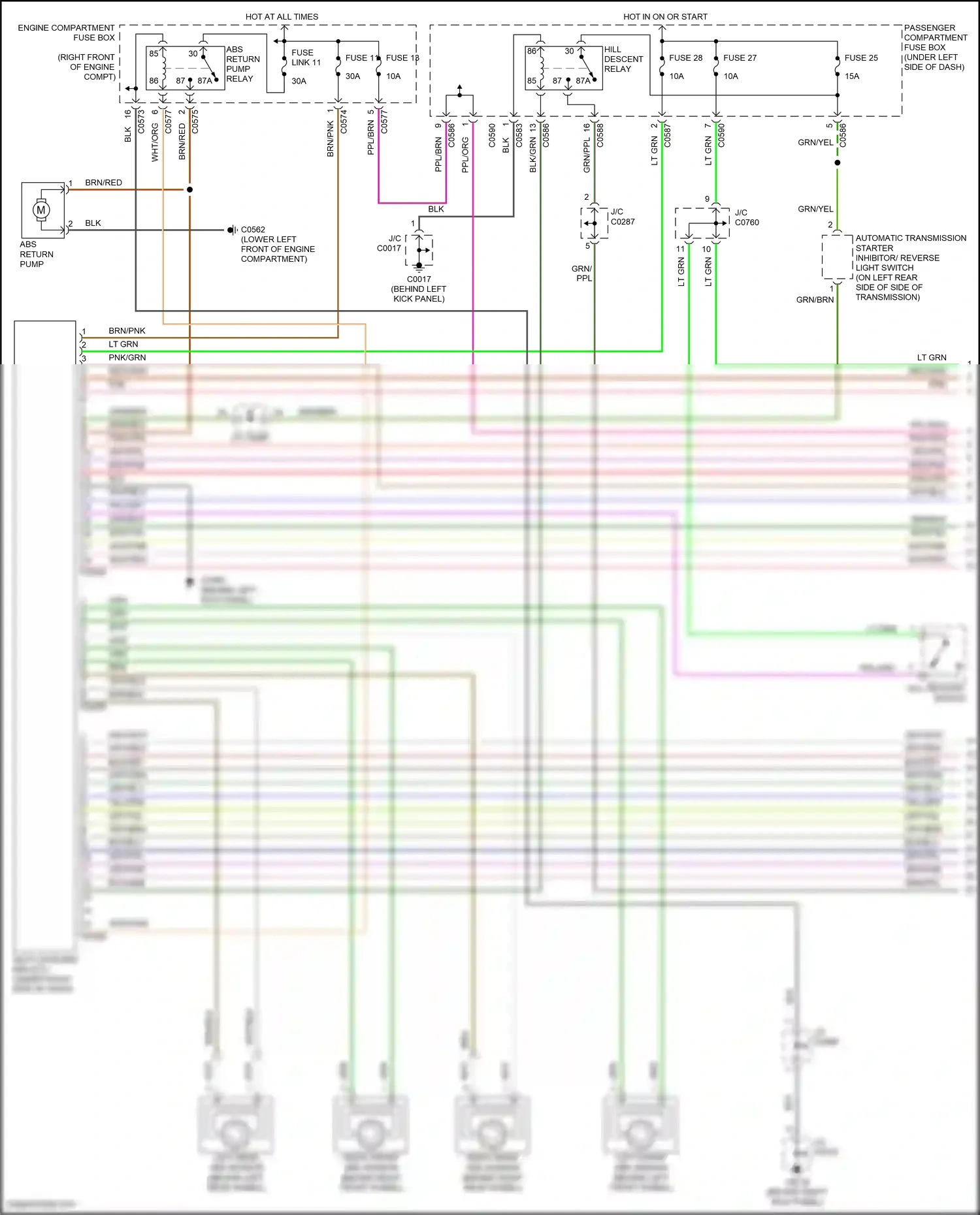 Wiring diagram left front abs sensor for Land Rover Discovery L318 (2002-2004) (1 of 2)