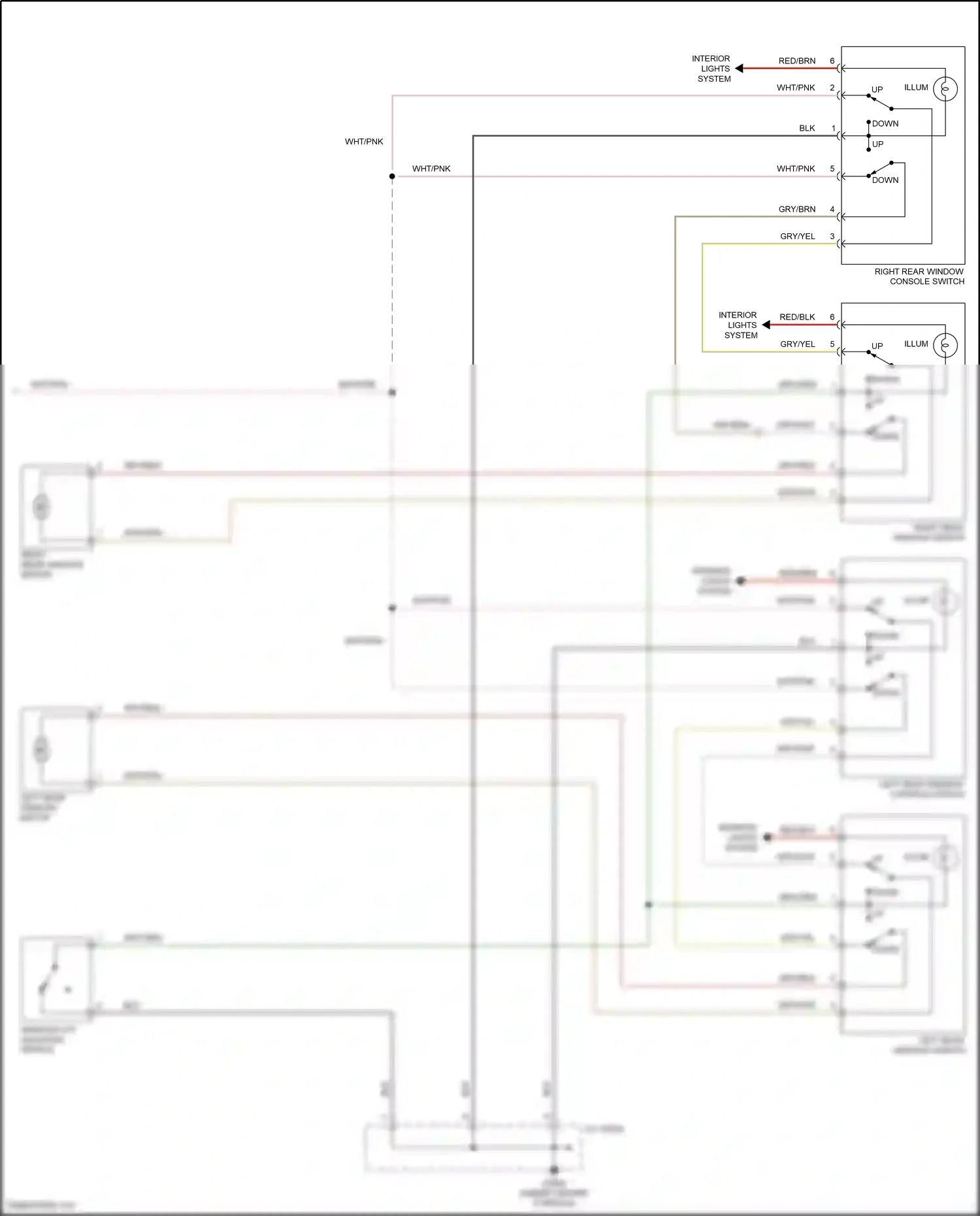 Wiring diagram left rear window switch for Land Rover Discovery L318 (2002-2004) (3 of 3)