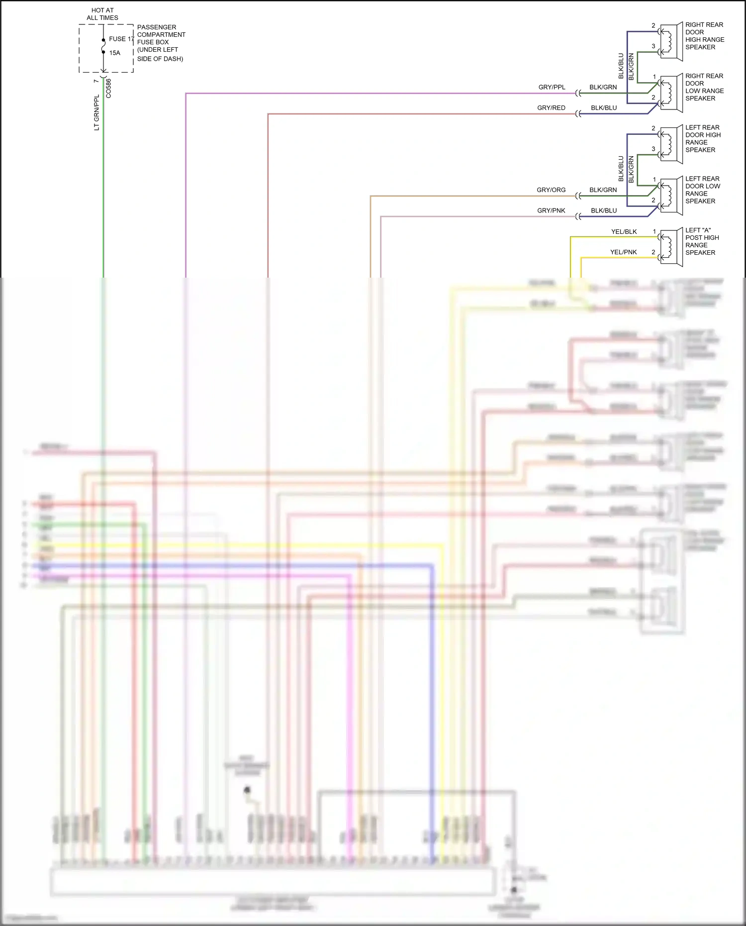 Wiring diagram right "a" post high range speaker for Land Rover Discovery L318 (2002-2004) (2 of 2)