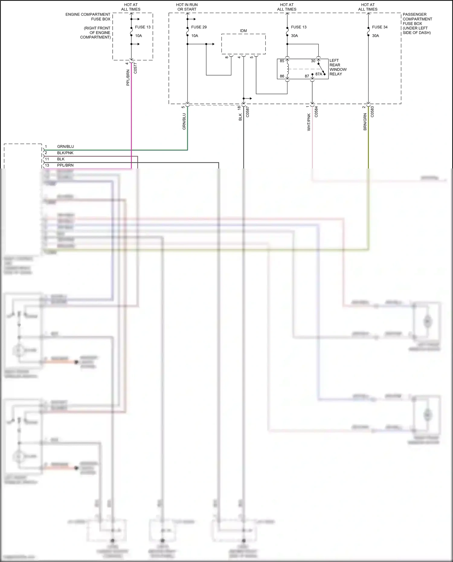 Wiring diagram right front window switch for Land Rover Discovery L318 (2002-2004) (3 of 3)
