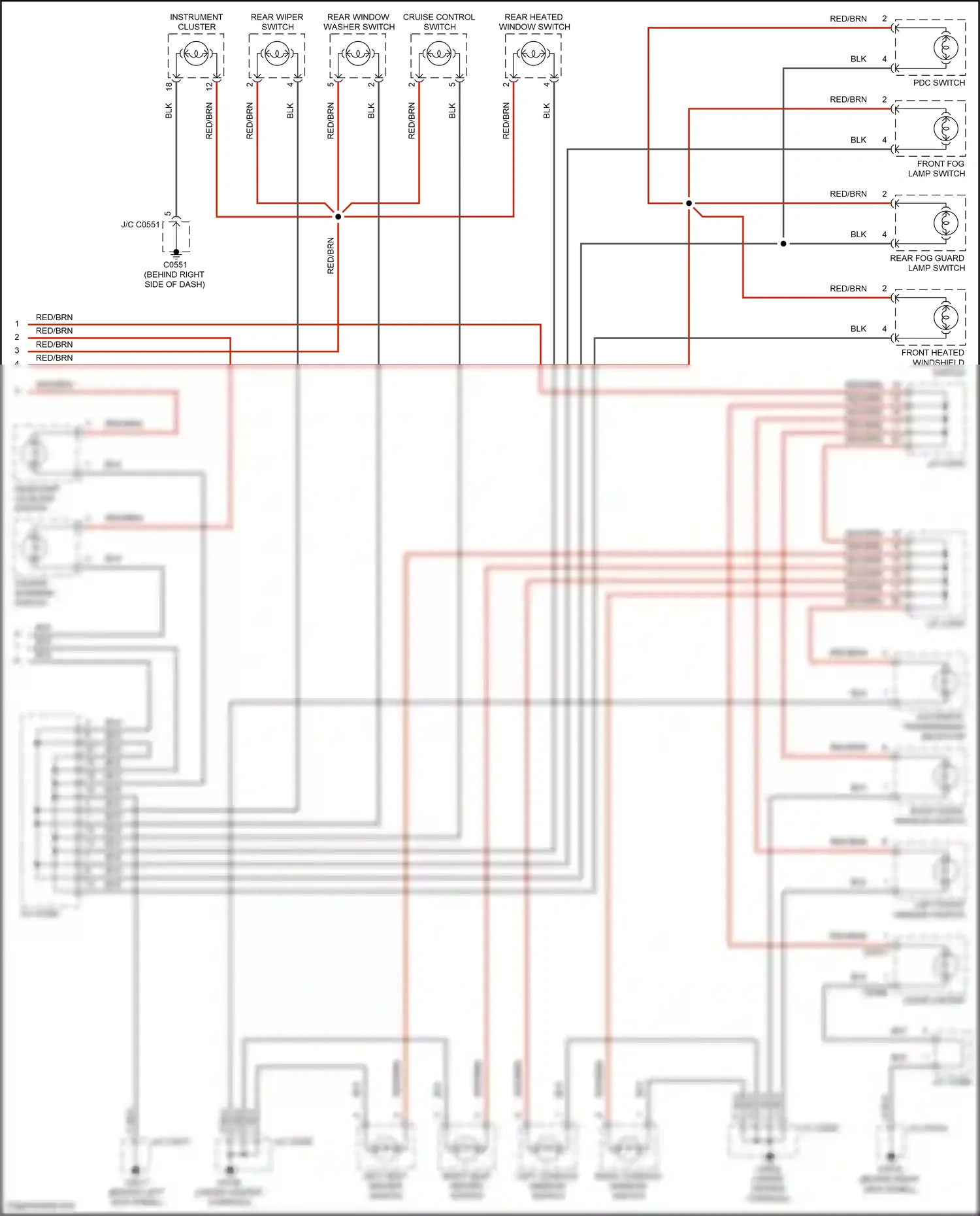 Wiring diagram right front window switch for Land Rover Discovery L318 (2002-2004) (2 of 3)