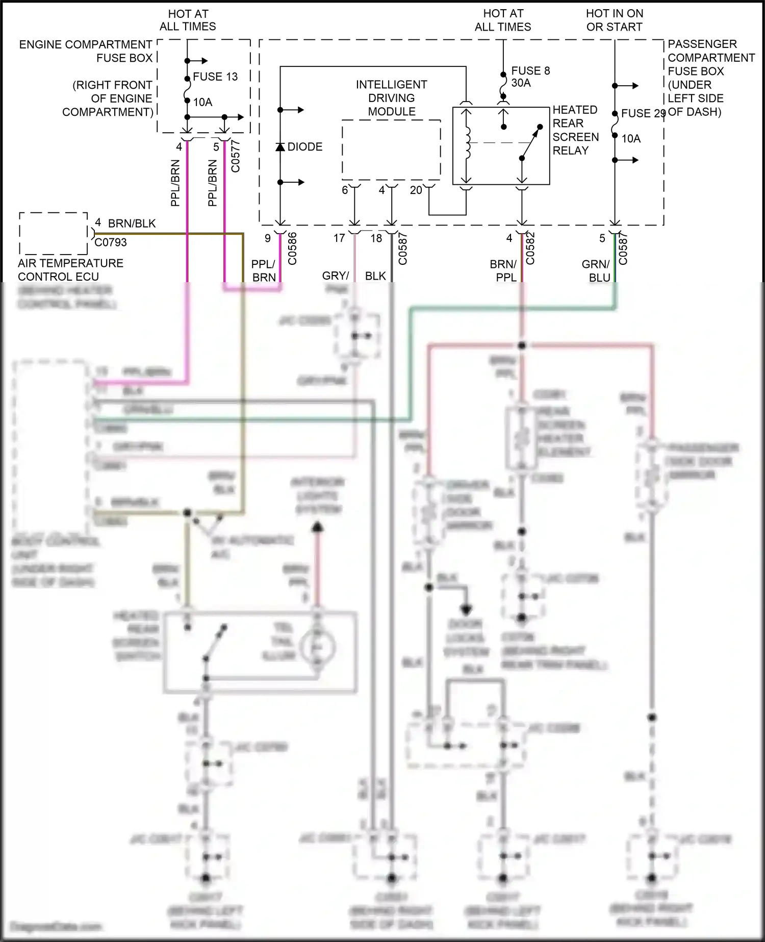 Wiring diagram w/ automatic a/c for Land Rover Discovery L318 (2002-2004) (2 of 2)