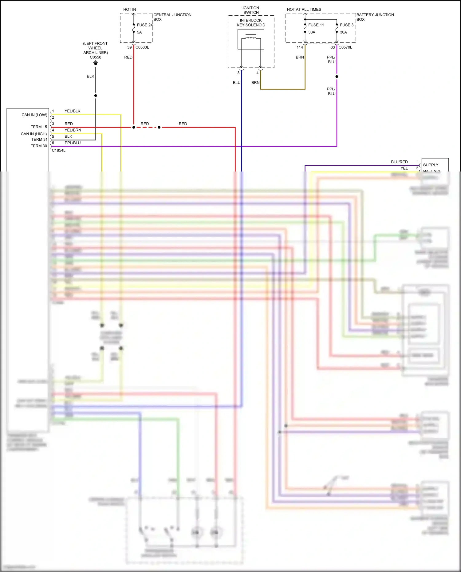 Wiring diagram center console pack switch for Land Rover Discovery L319 (2004-2009) (1 of 2)