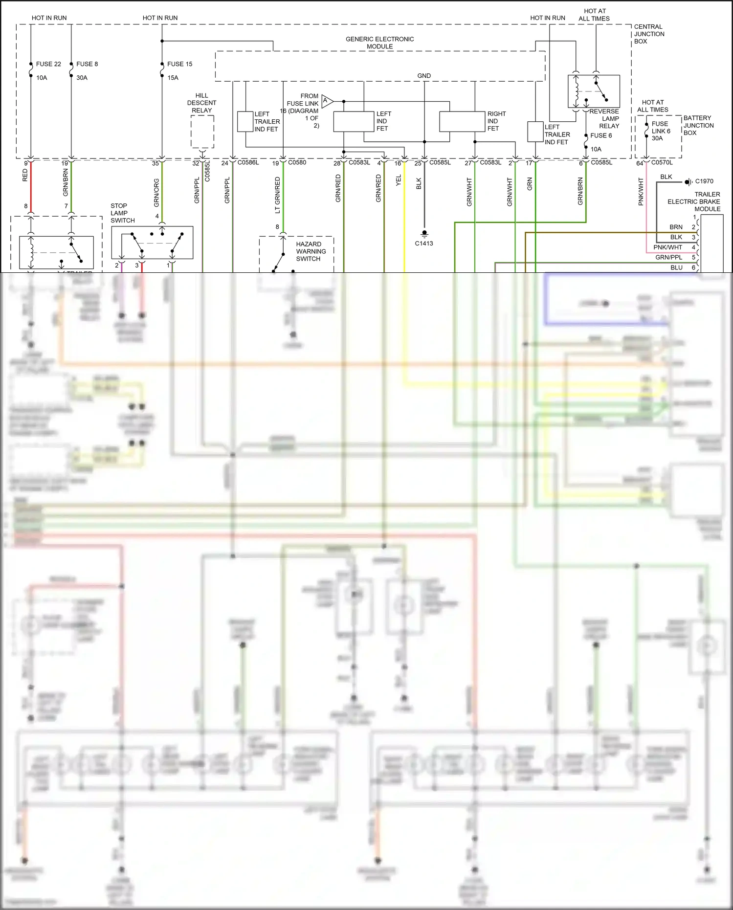 Wiring diagram hazard warning switch for Land Rover Discovery L319 (2004-2009) (1 of 2)