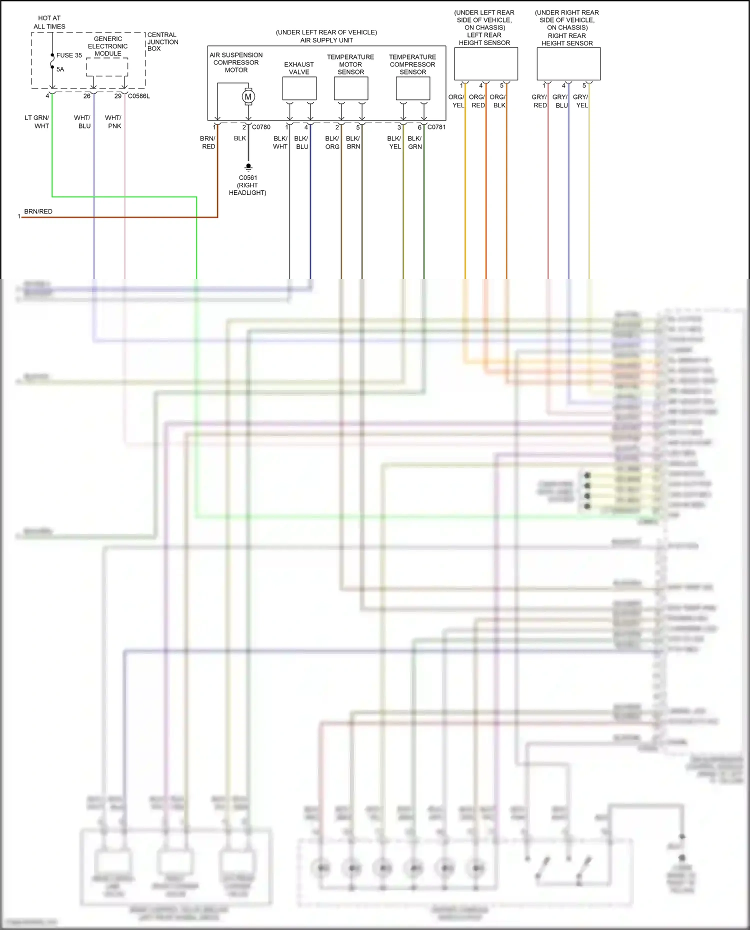 Wiring diagram left rear height sensor for Land Rover Discovery L319 (2004-2009) (1 of 1)