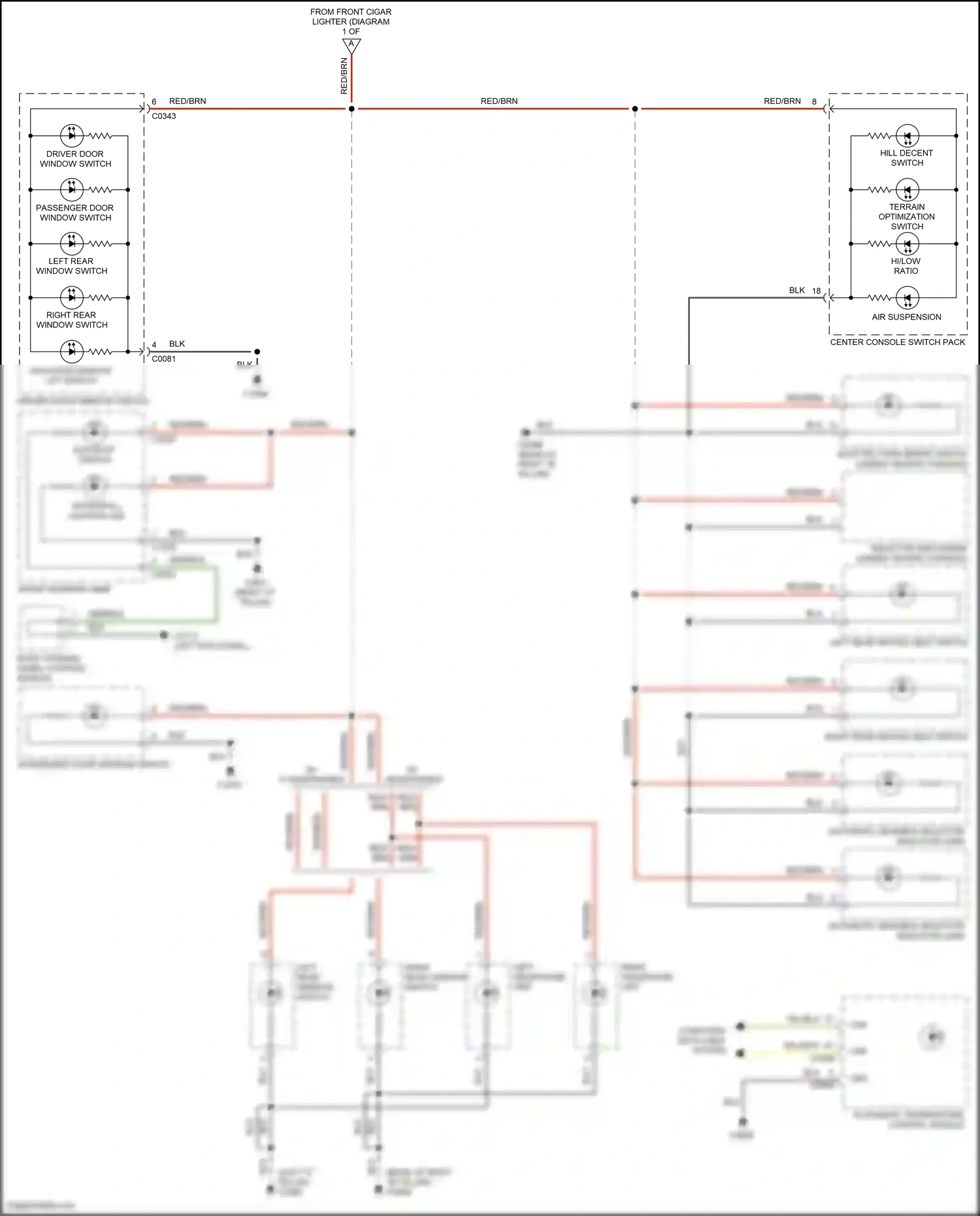 Wiring diagram left rear window switch for Land Rover Discovery L319 (2004-2009) (2 of 3)
