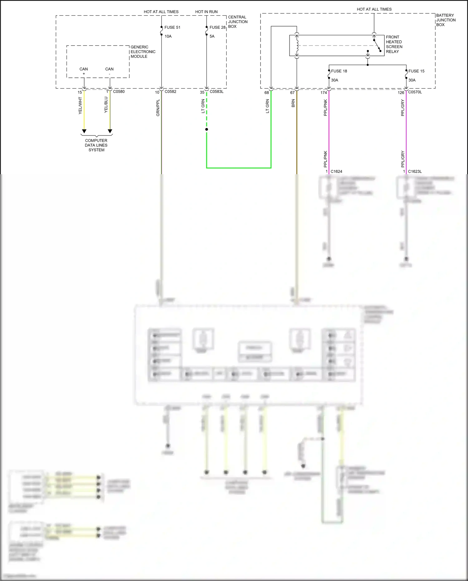 Wiring diagram right windshield heater element for Land Rover Discovery L319 (2004-2009) (2 of 2)