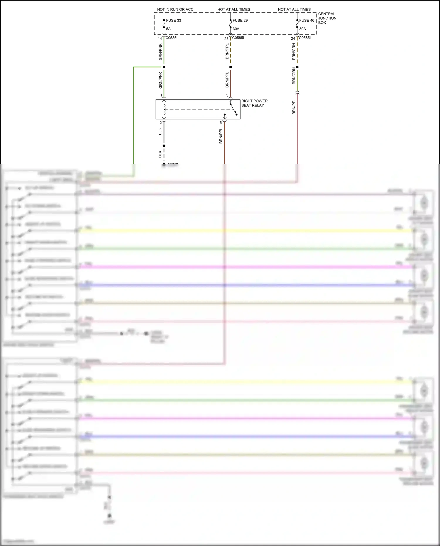 Wiring diagram slide forward switch for Land Rover Discovery L319 (2004-2009) (2 of 2)