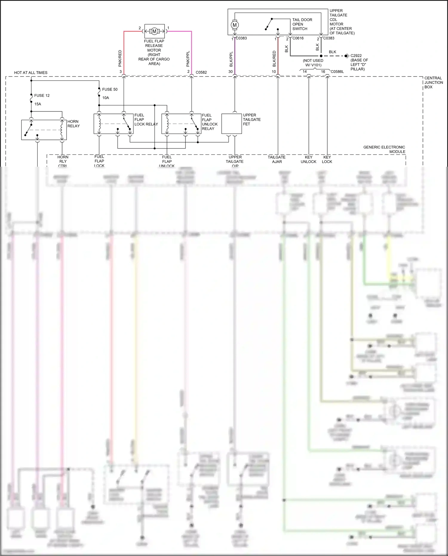 Wiring diagram upper tailgate cdl motor for Land Rover Discovery L319 (2004-2009) (3 of 5)