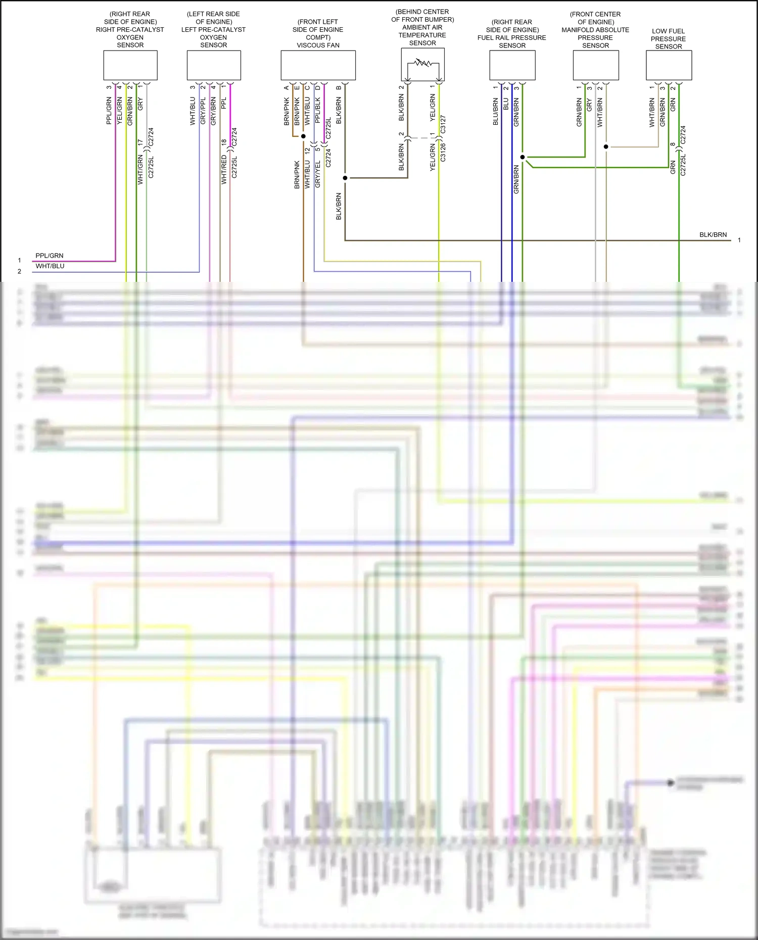 Wiring diagram left pre-catalyst oxygen sensor for Land Rover Discovery L319 (2009-2013) (1 of 1)