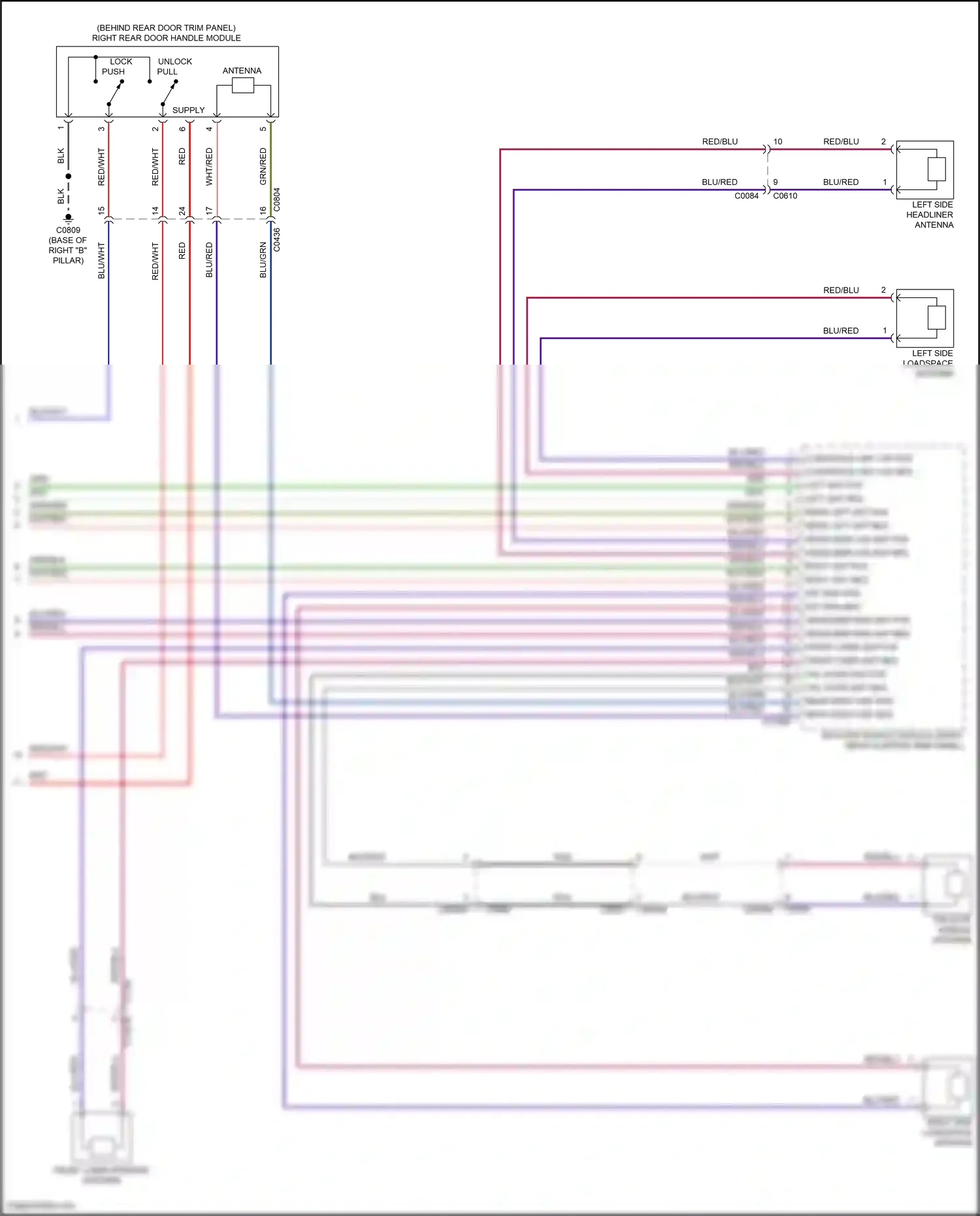Wiring diagram left side loadspace antenna for Land Rover Discovery L319 (2009-2013) (2 of 2)