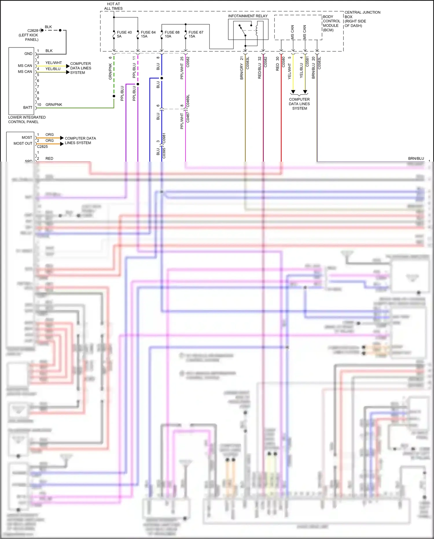 Wiring diagram lower integrated control panel for Land Rover Discovery L319 (2009-2013) (3 of 5)