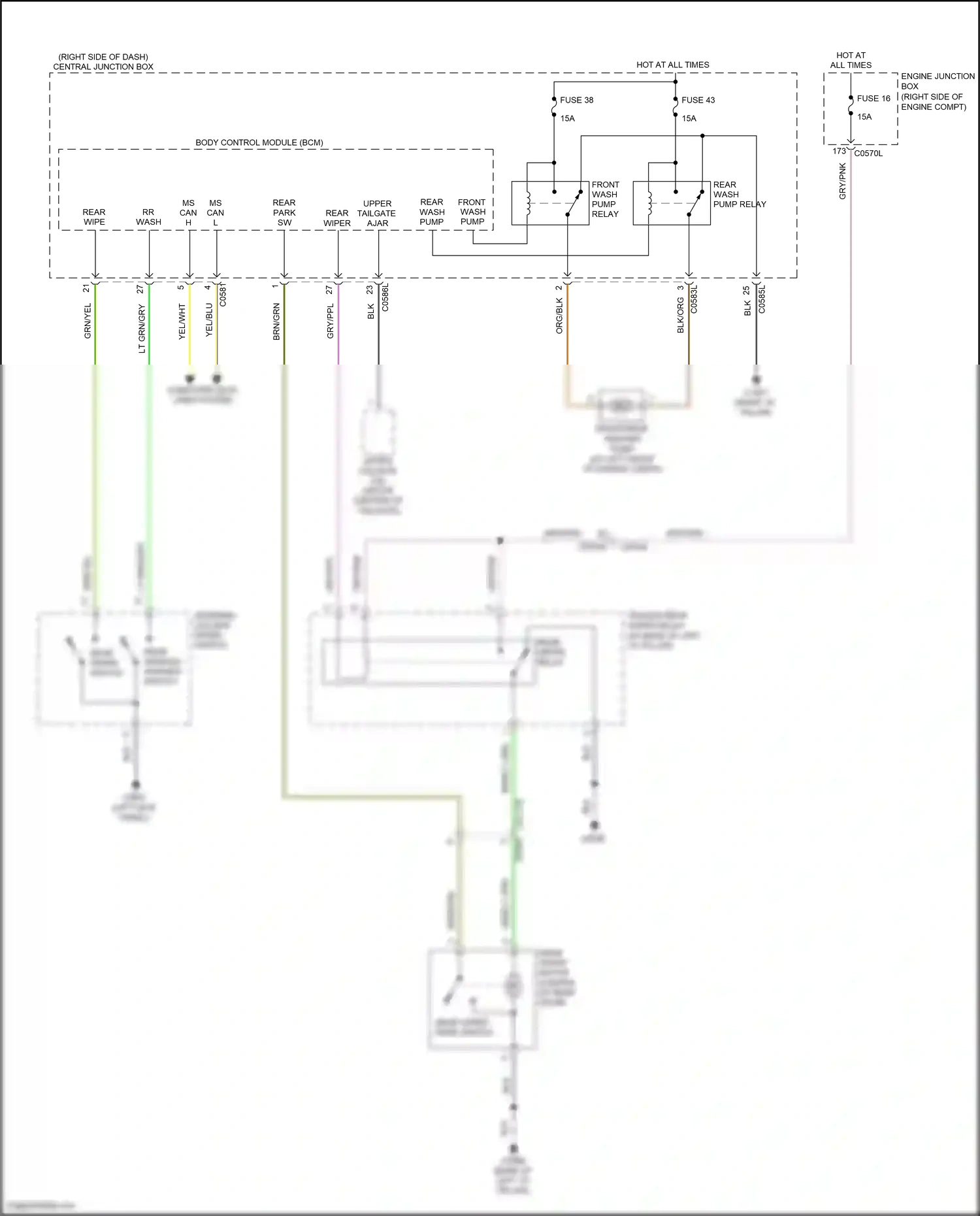 Wiring diagram upper tailgate ajar for Land Rover Discovery L319 (2009-2013) (2 of 2)