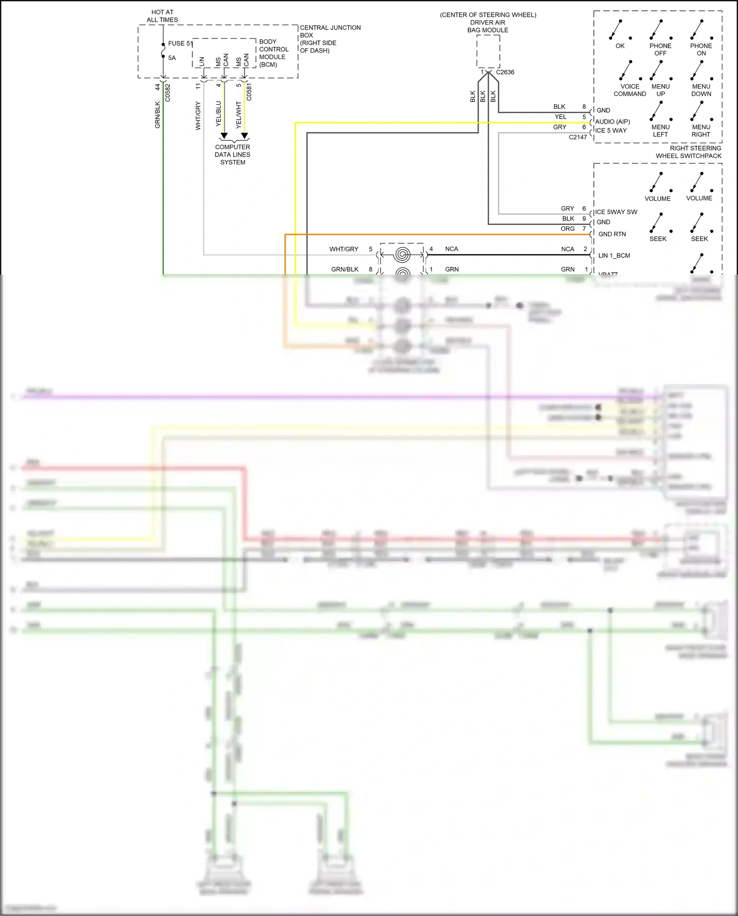 Wiring diagram driver air bag module for Land Rover Discovery L319 (2013-2017) (3 of 3)