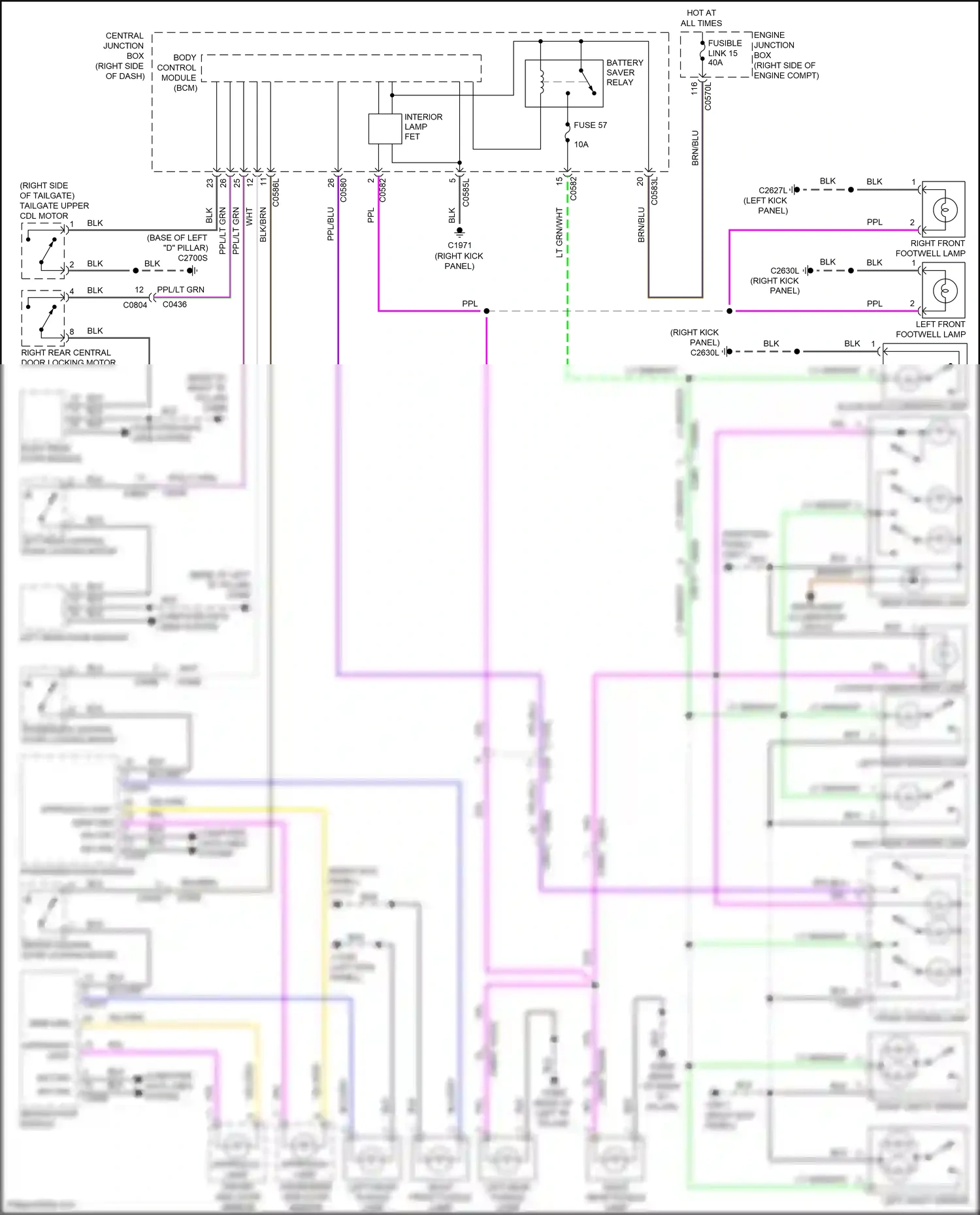 Wiring diagram front interior lamp for Land Rover Discovery L319 (2013-2017) (1 of 8)