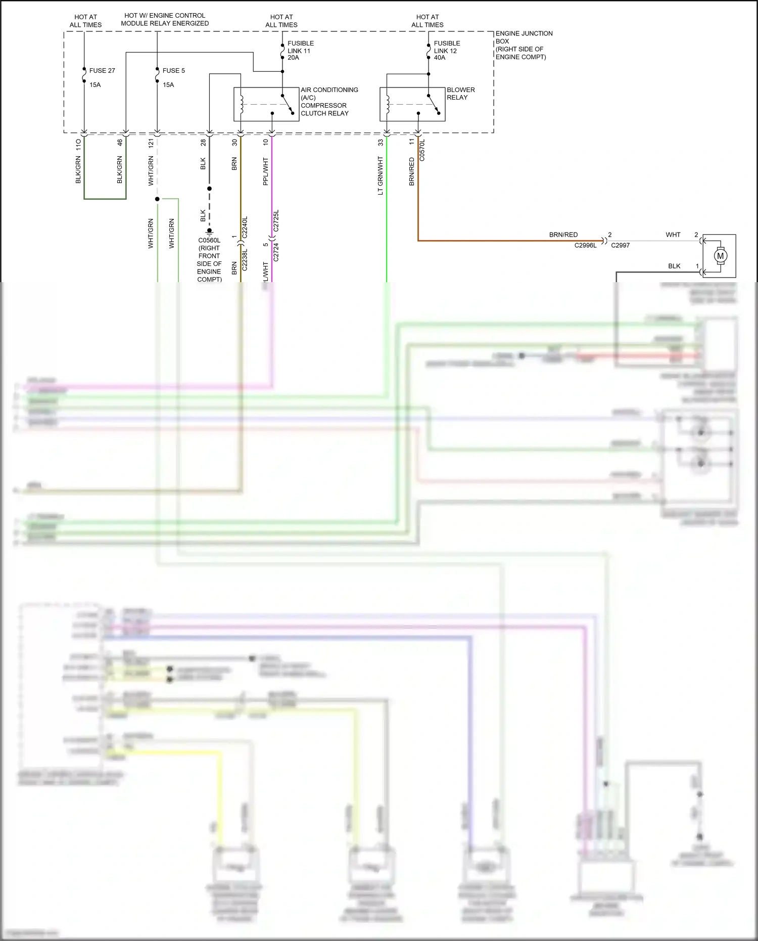 Wiring diagram hot w/ engine control module relay energized for Land Rover Discovery L319 (2013-2017) (1 of 3)